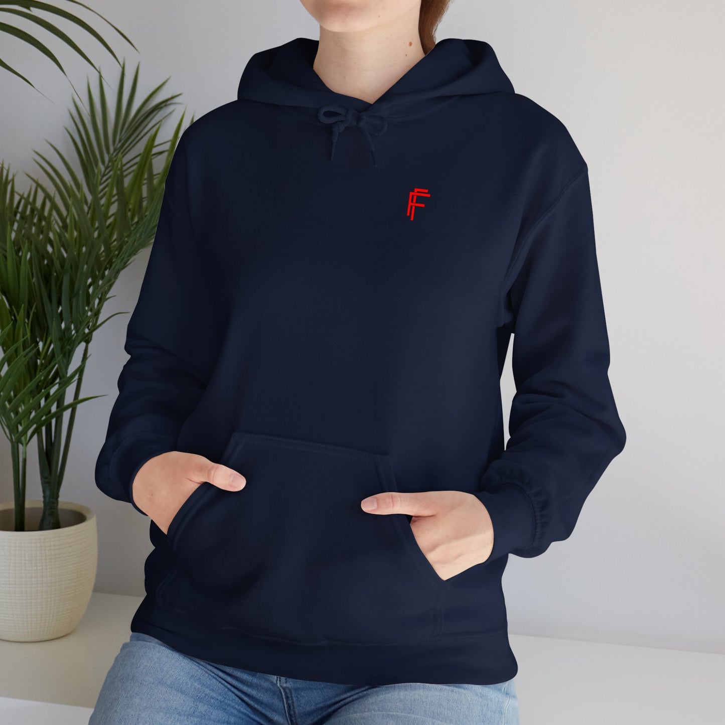 Frenzy Graphic Hoodie with Red Accent - Cosy Unisex Heavy Blend Apparel. - Fitness Frenzy