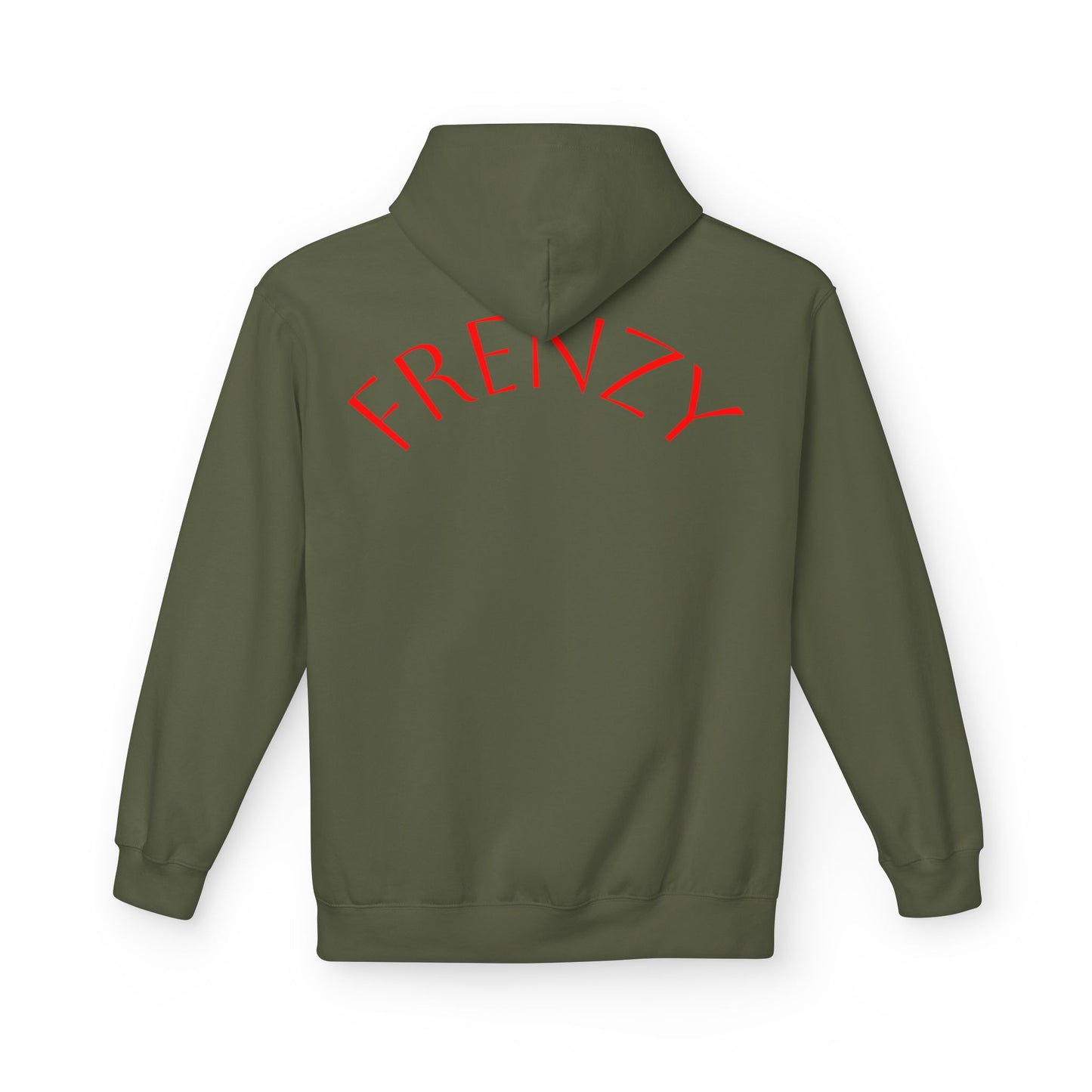 Fitness Frenzy Unisex Midweight Softstyle Hoodie with Red Logo - Trendy 'FRENZY' Design for Comfort and Style. - Fitness Frenzy