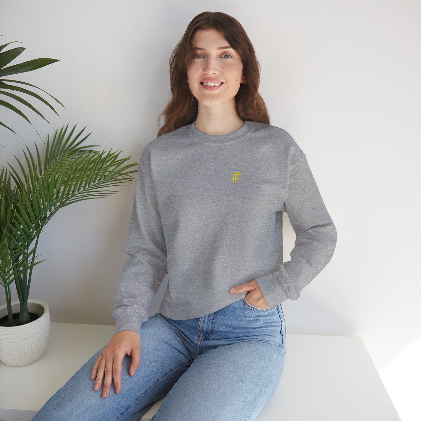 Frenzy - Unisex Crewneck Sweatshirt with Yellow Logo. - Fitness Frenzy