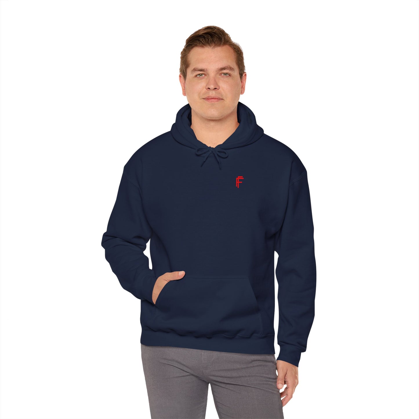 Frenzy Graphic Hoodie with Red Accent - Cosy Unisex Heavy Blend Apparel. - Fitness Frenzy