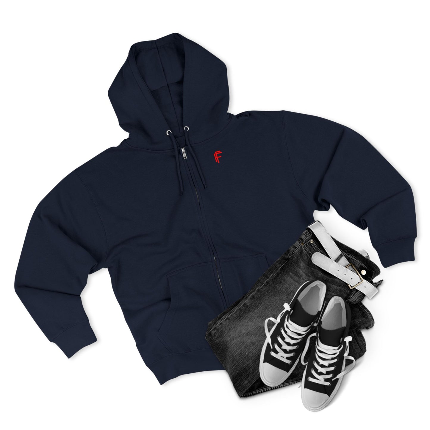 Frenzy - Unisex Zip Hoodie with Red Logo - Fresh Style Grey Zip-Up with Red Graphics. - Fitness Frenzy