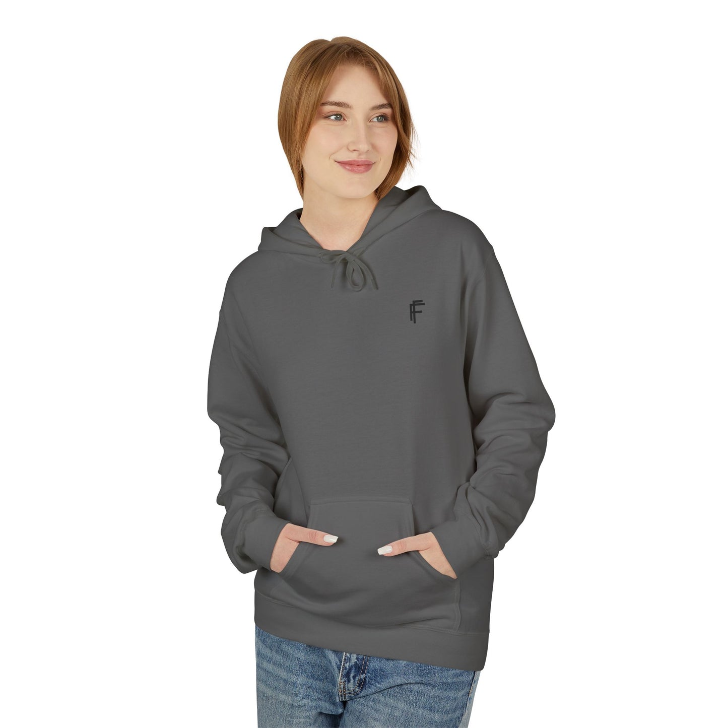 Fitness Frenzy Unisex Fleece Hoodie with Black Logo - Softstyle Comfort for Everyone. - Fitness Frenzy