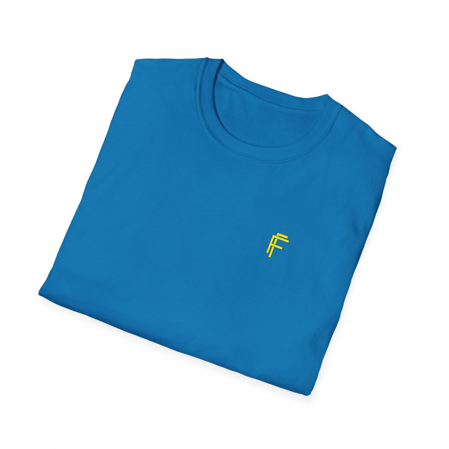 Minimalist Unisex Softstyle T-Shirt - Yellow Logo. - Fitness Frenzy