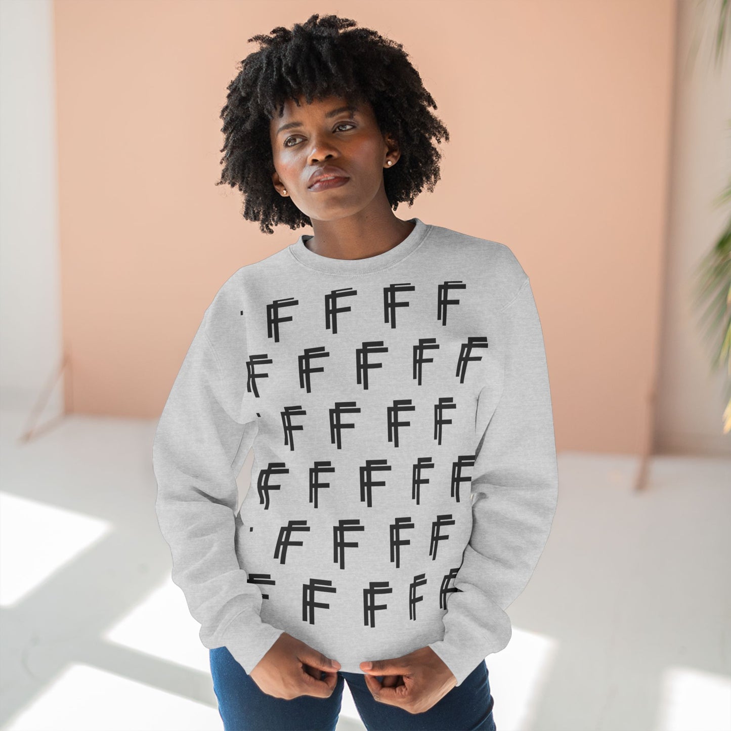 Frenzy Unisex Crew neck Sweatshirt with Black Logo Pattern. - Fitness Frenzy
