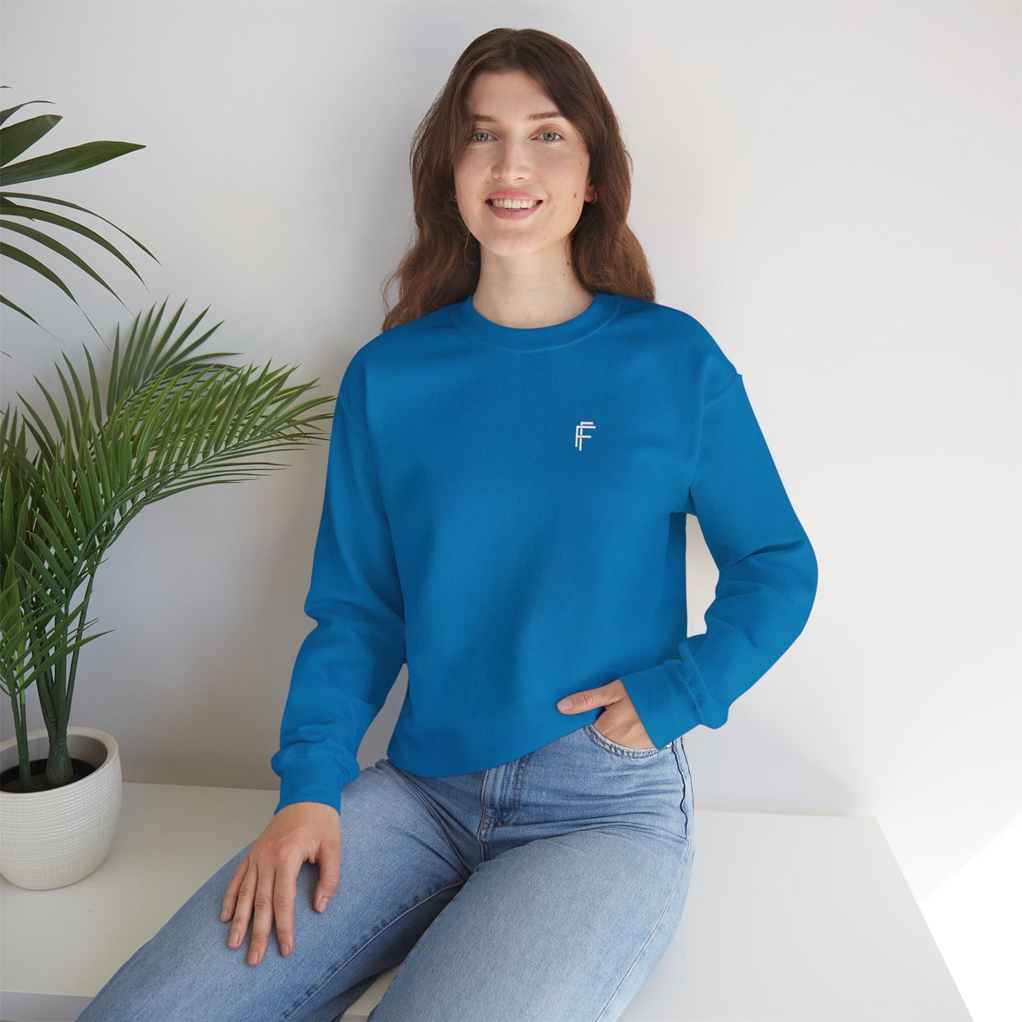 Frenzy Unisex Heavy Blend™ Crewneck Sweatshirt with White Logo. - Fitness Frenzy