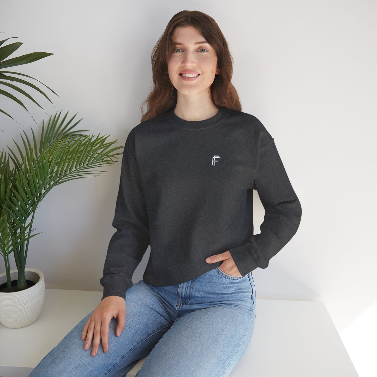 Frenzy Unisex Heavy Blend™ Crewneck Sweatshirt with White Logo. - Fitness Frenzy