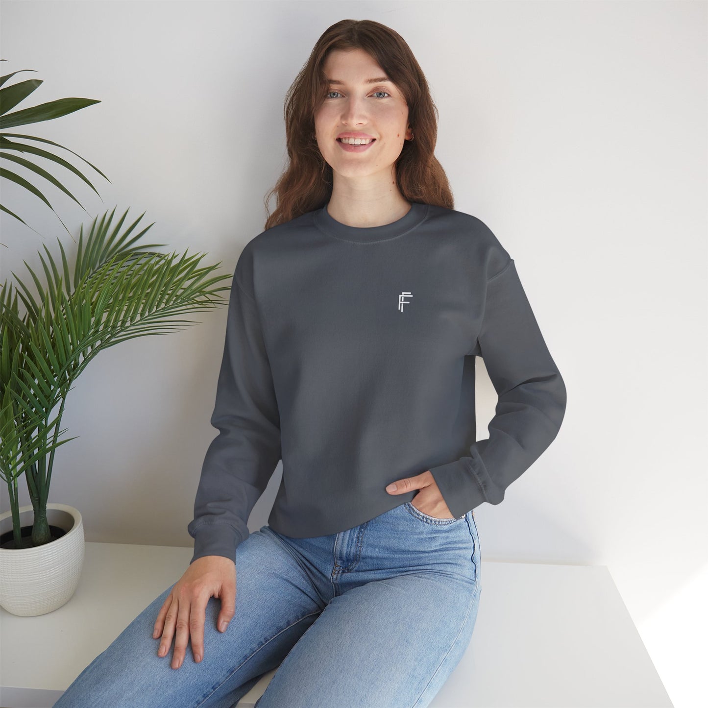 Frenzy Unisex Heavy Blend™ Crewneck Sweatshirt with White Logo. - Fitness Frenzy