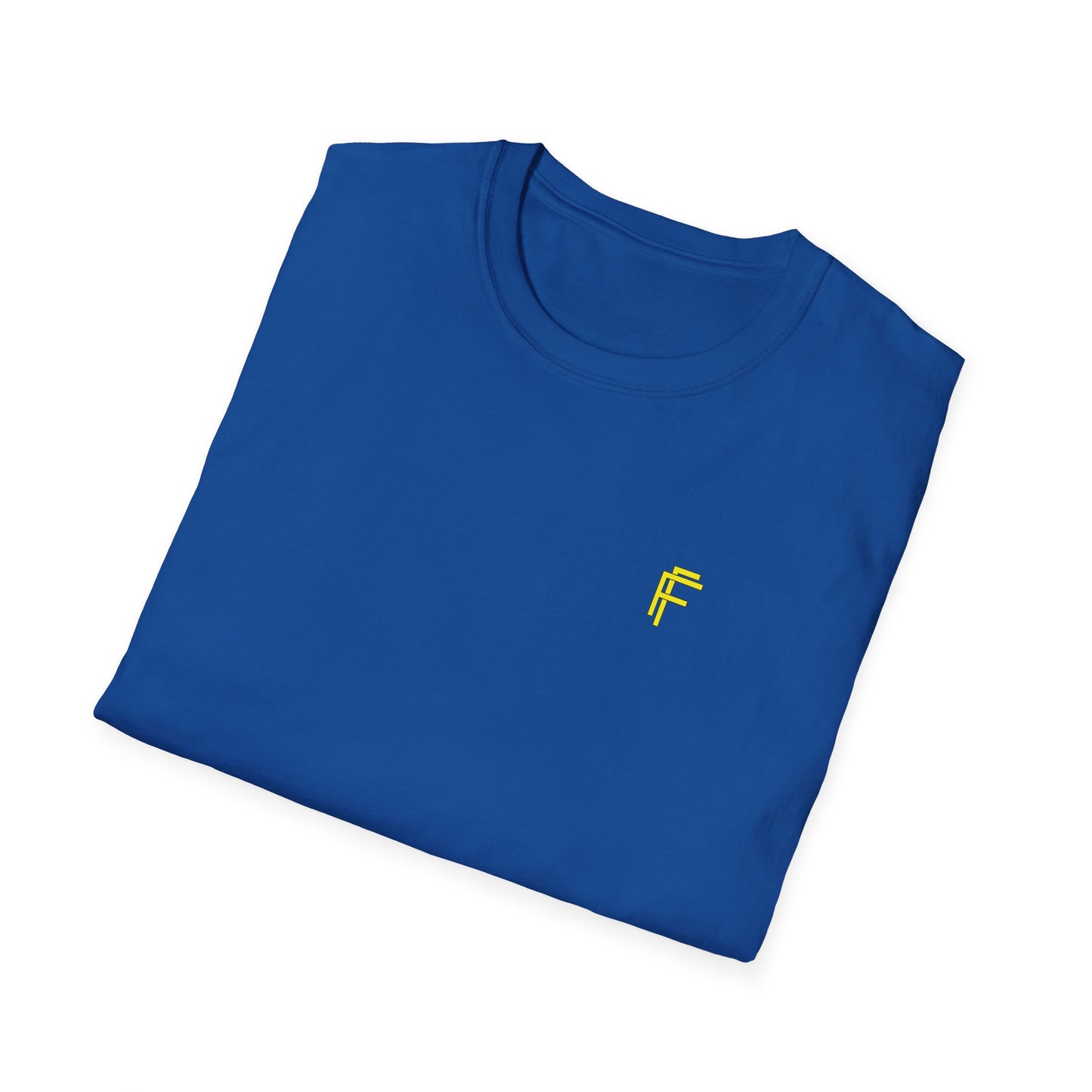 Minimalist Unisex Softstyle T-Shirt - Yellow Logo. - Fitness Frenzy