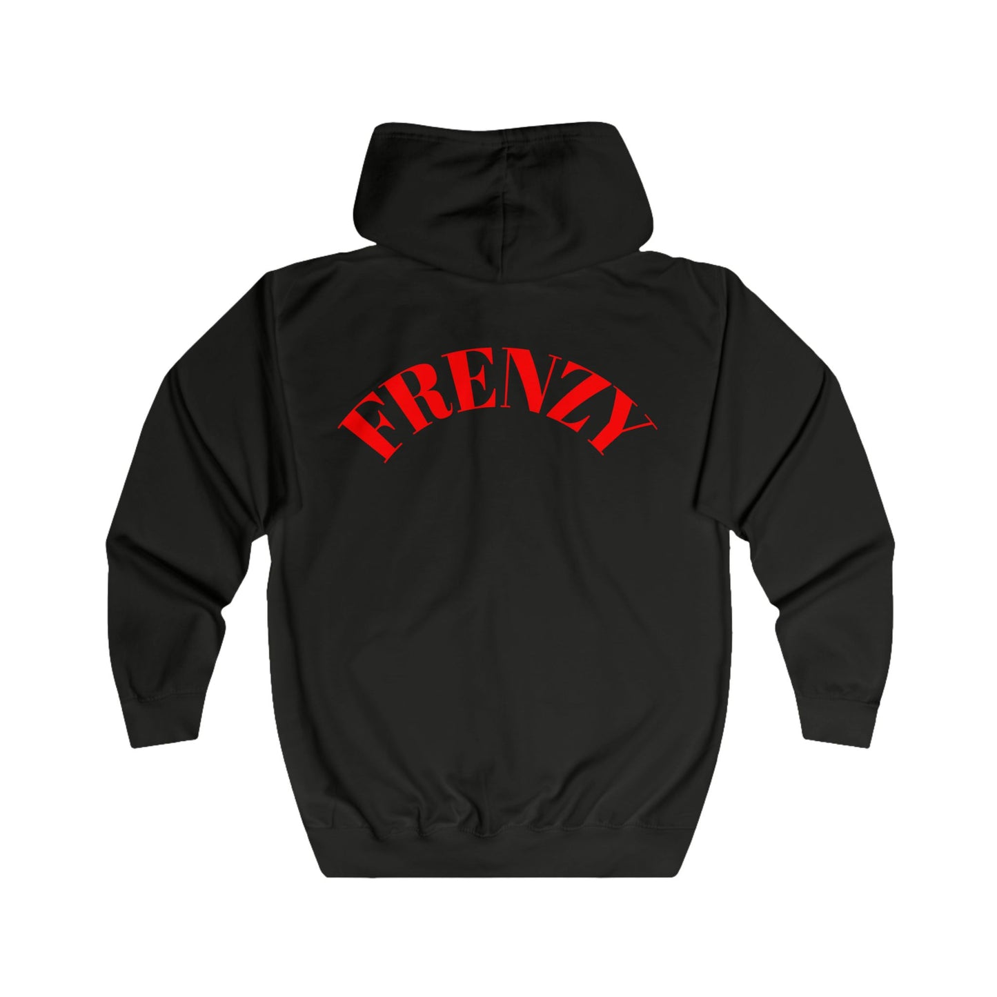 Frenzy Unisex Full Zip Hoodie with Red Logo - Cosy Casual Wear for Everyday Style. - Fitness Frenzy