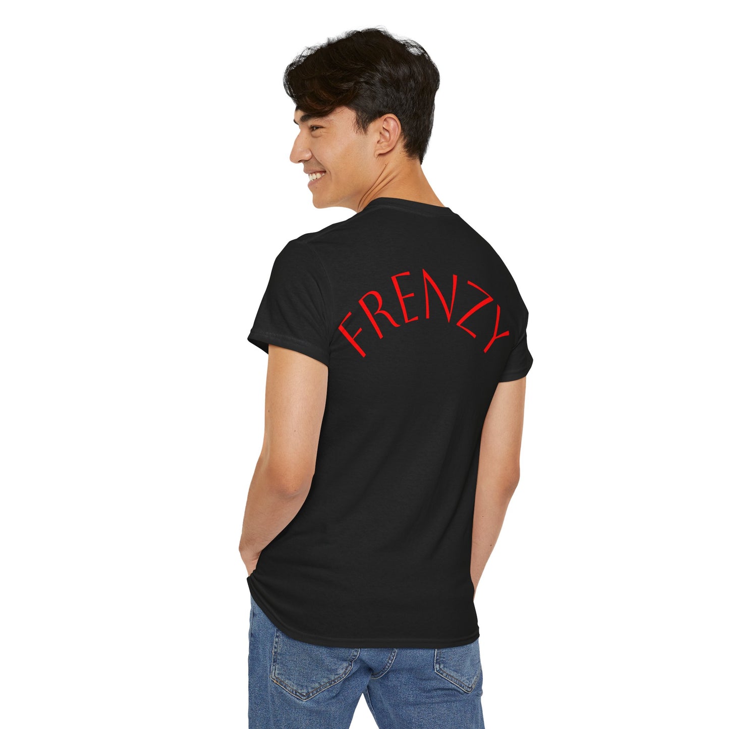 Frenzy Graphic Unisex Heavy Cotton Tee with Bold Red Design. - Fitness Frenzy