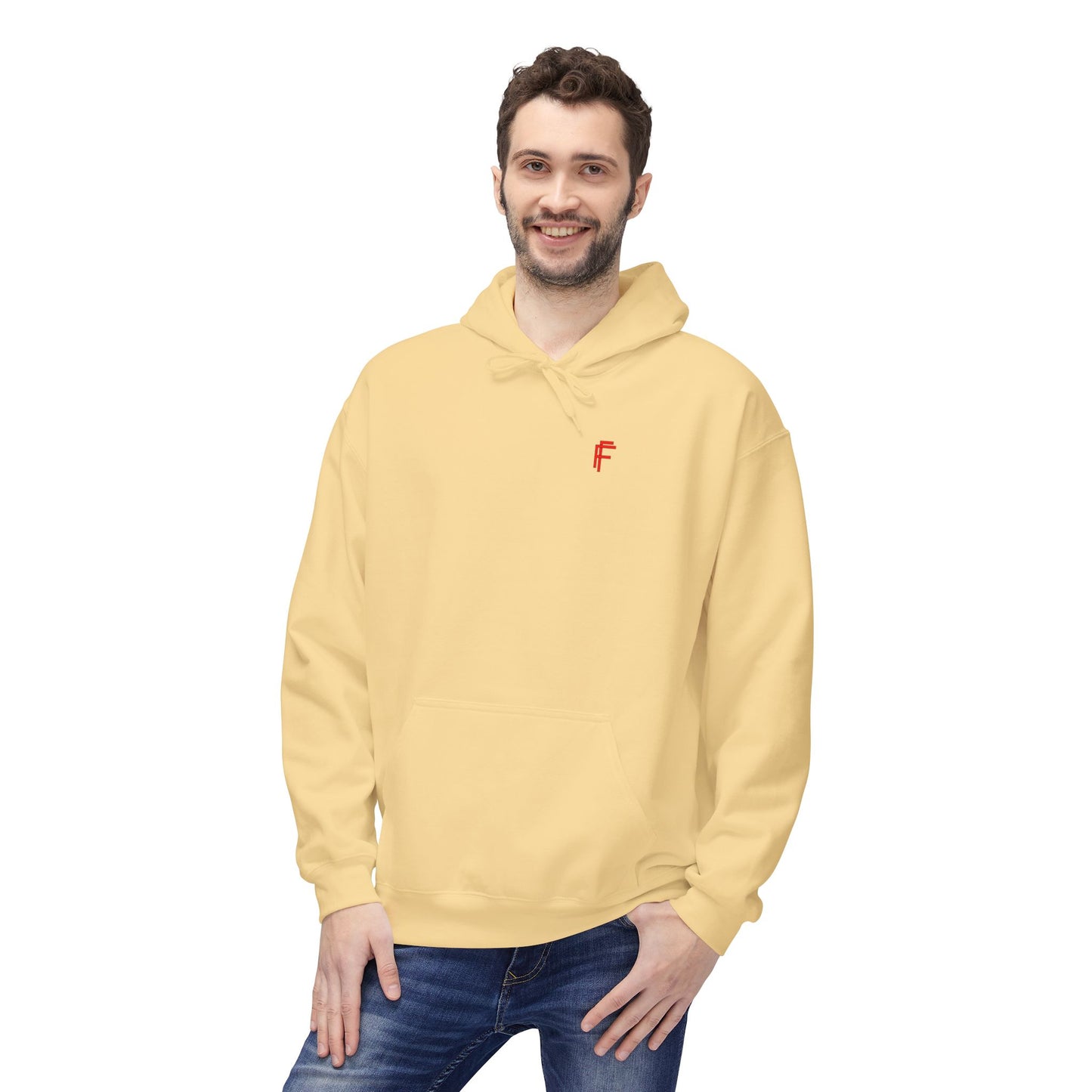 Fitness Frenzy Unisex Midweight Softstyle Hoodie with Red Logo - Trendy 'FRENZY' Design for Comfort and Style. - Fitness Frenzy
