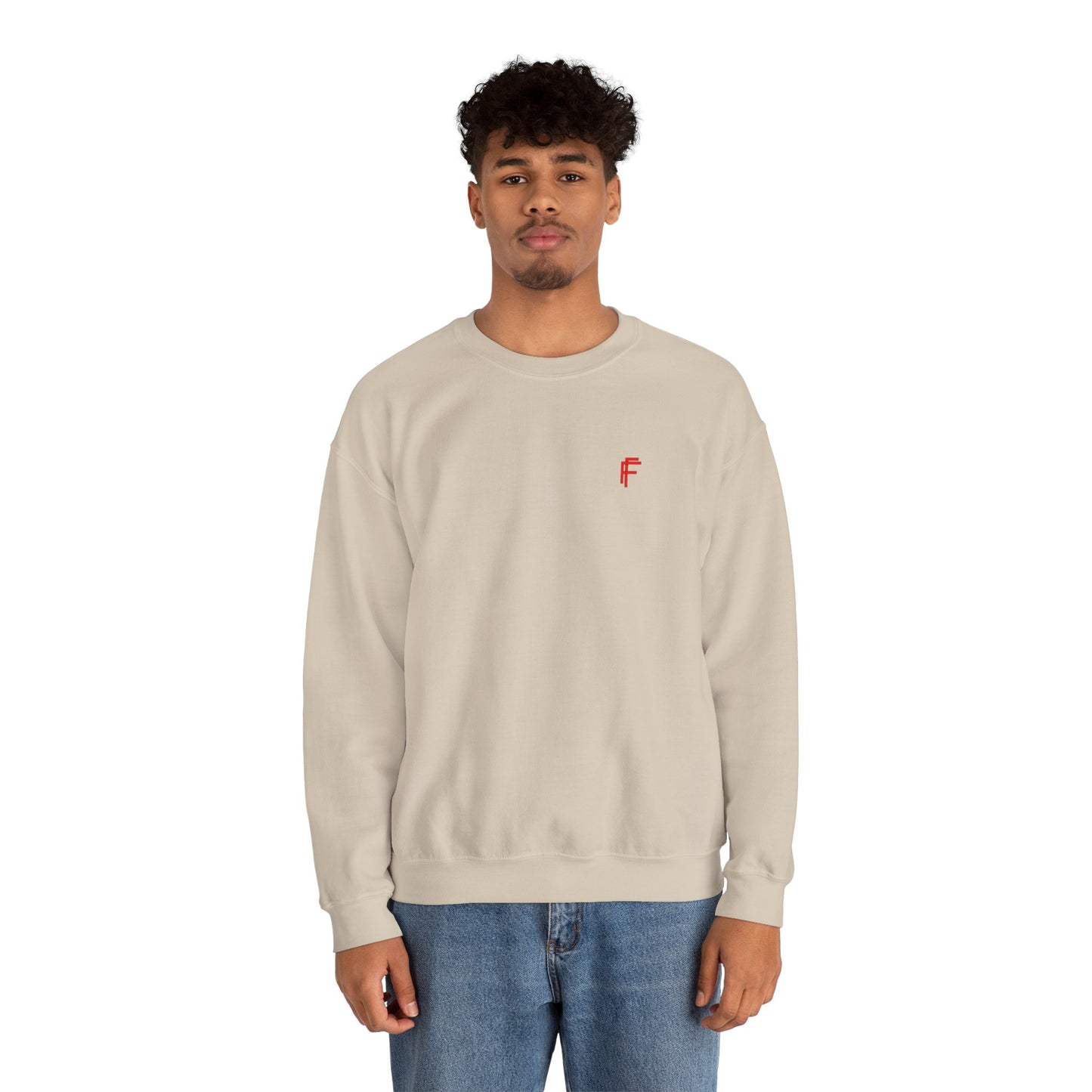 Frenzy - Unisex Heavy Blend™ Crewneck Sweatshirt with Red Logo - Cozy Modern Style. - Fitness Frenzy