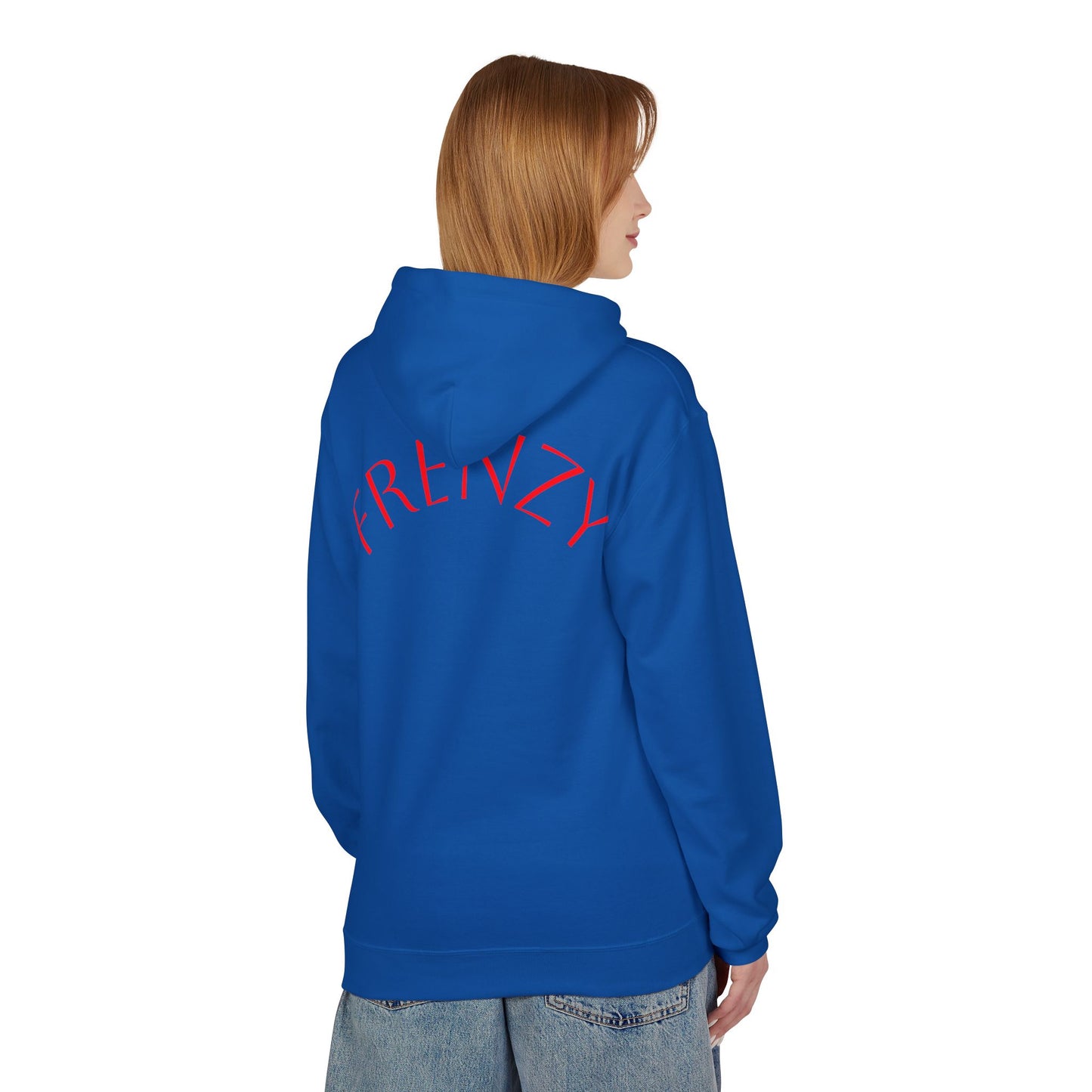 Fitness Frenzy Unisex Midweight Softstyle Hoodie with Red Logo - Trendy 'FRENZY' Design for Comfort and Style. - Fitness Frenzy