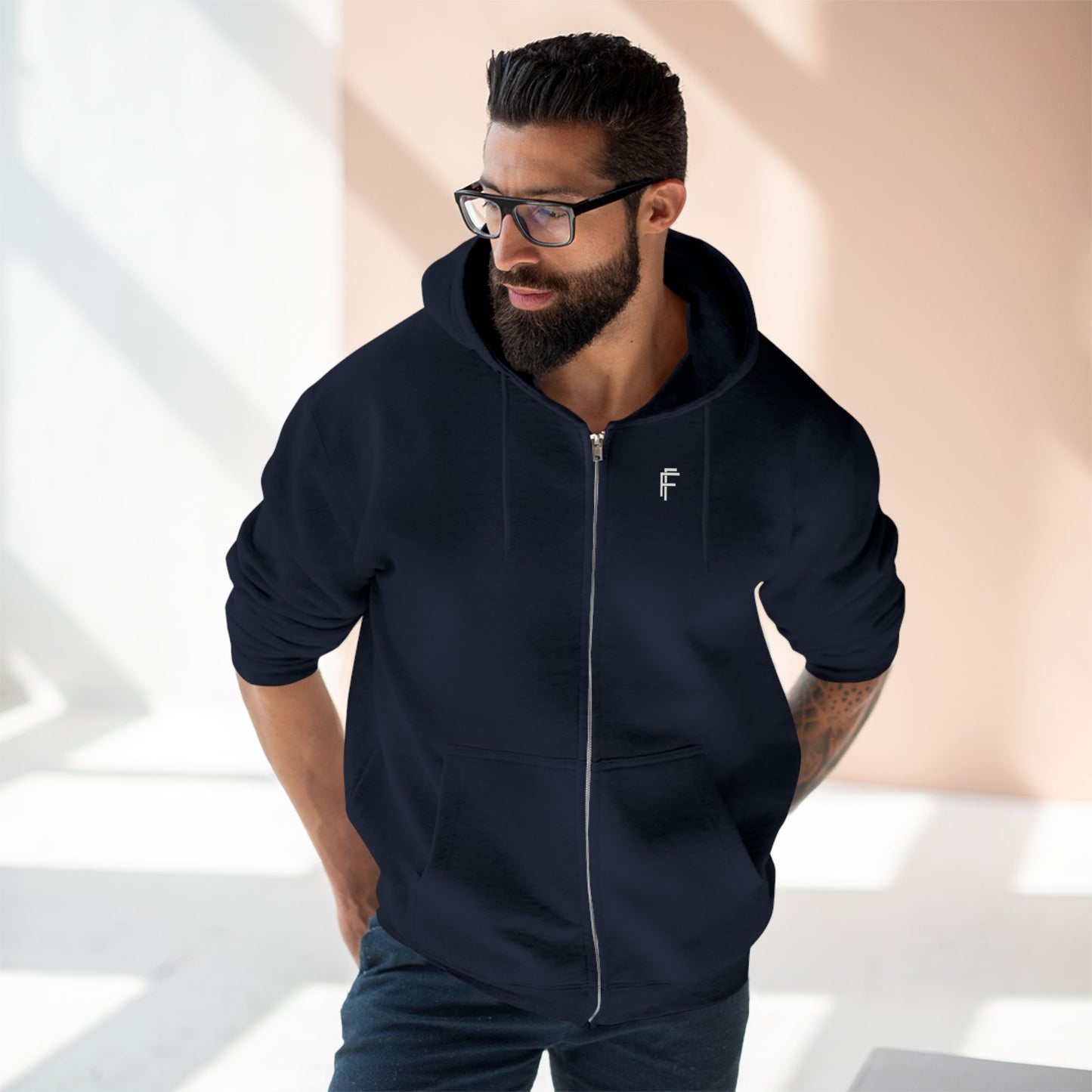 Frenzy - Stylish Unisex Zip Hoodie with White Logo. - Fitness Frenzy