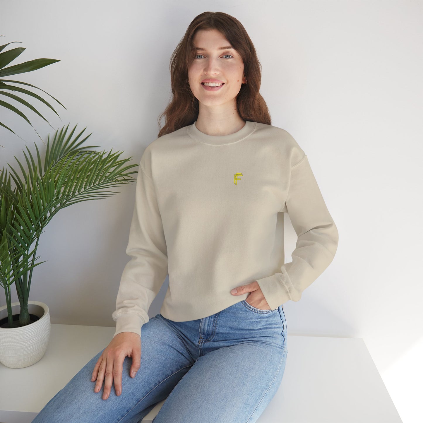 Frenzy - Unisex Crewneck Sweatshirt with Yellow Logo. - Fitness Frenzy
