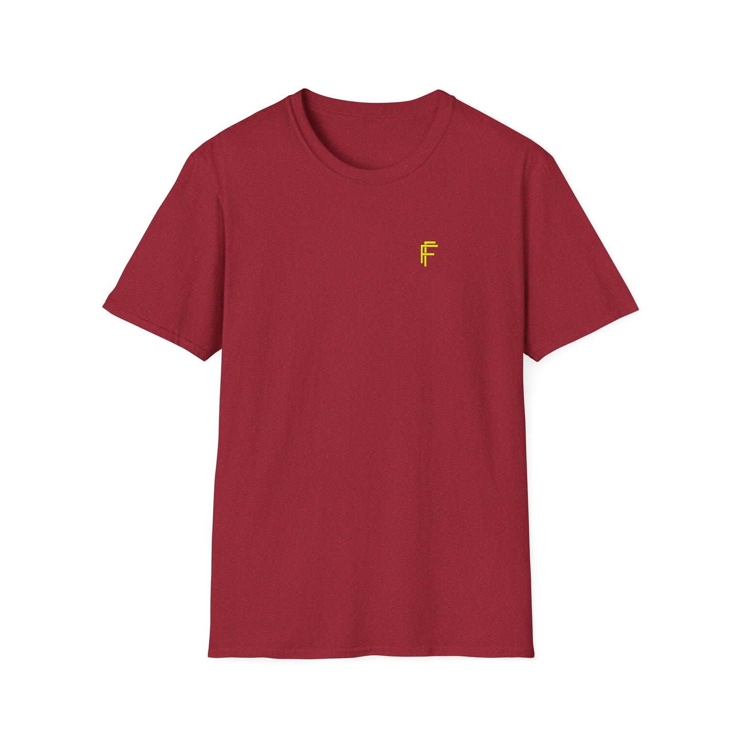 Minimalist Unisex Softstyle T-Shirt - Yellow Logo. - Fitness Frenzy