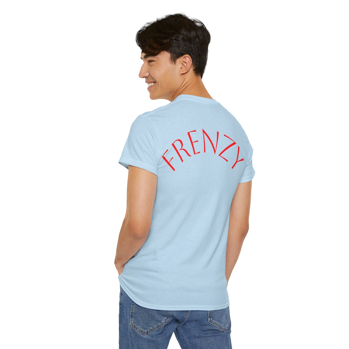 Frenzy Graphic Unisex Heavy Cotton Tee with Bold Red Design. - Fitness Frenzy
