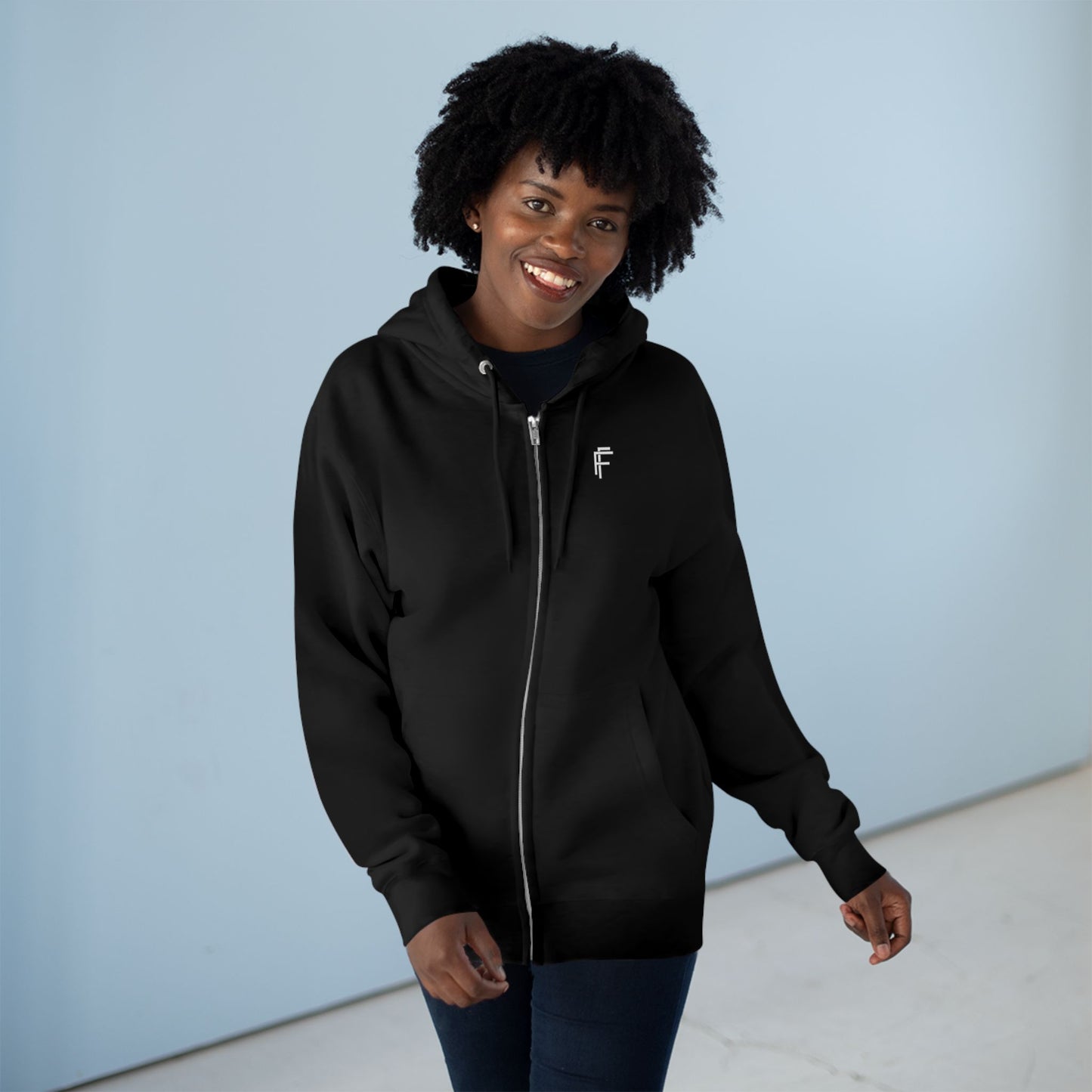 Frenzy - Stylish Unisex Zip Hoodie with White Logo. - Fitness Frenzy