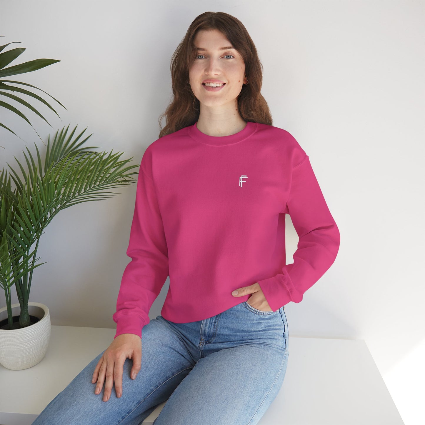 Frenzy Unisex Heavy Blend™ Crewneck Sweatshirt with White Logo. - Fitness Frenzy
