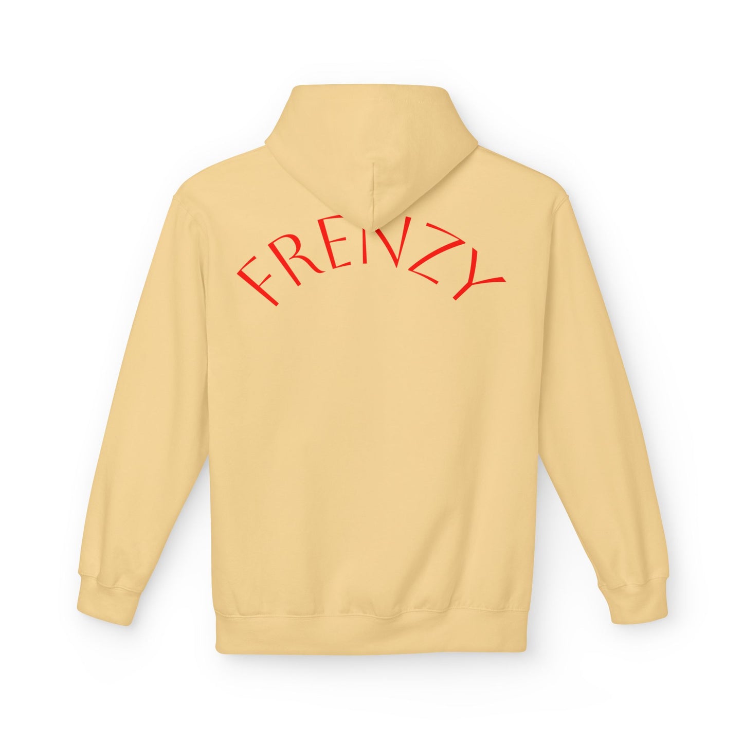 Fitness Frenzy Unisex Midweight Softstyle Hoodie with Red Logo - Trendy 'FRENZY' Design for Comfort and Style. - Fitness Frenzy