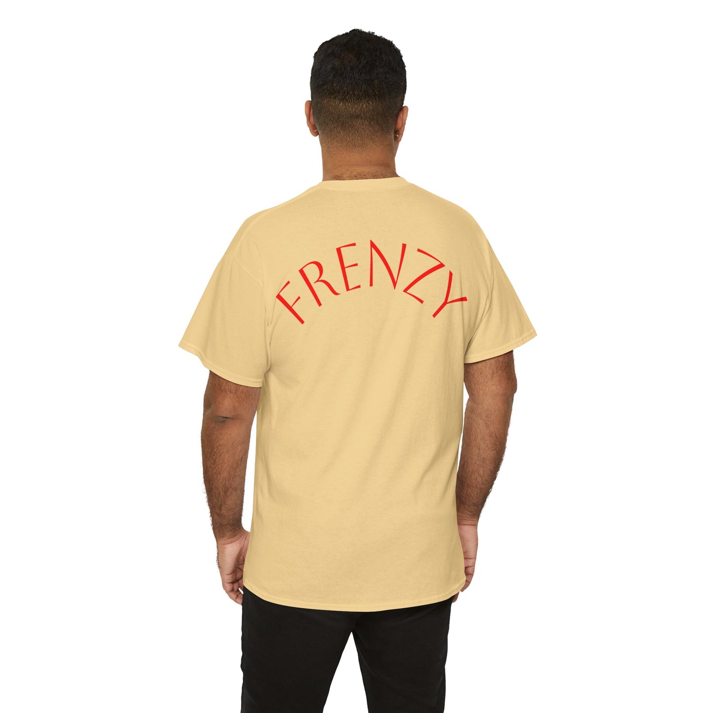 Frenzy Graphic Unisex Heavy Cotton Tee with Bold Red Design. - Fitness Frenzy