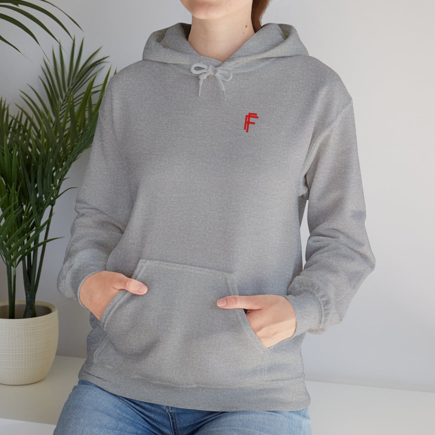 Frenzy Graphic Hoodie with Red Accent - Cosy Unisex Heavy Blend Apparel. - Fitness Frenzy