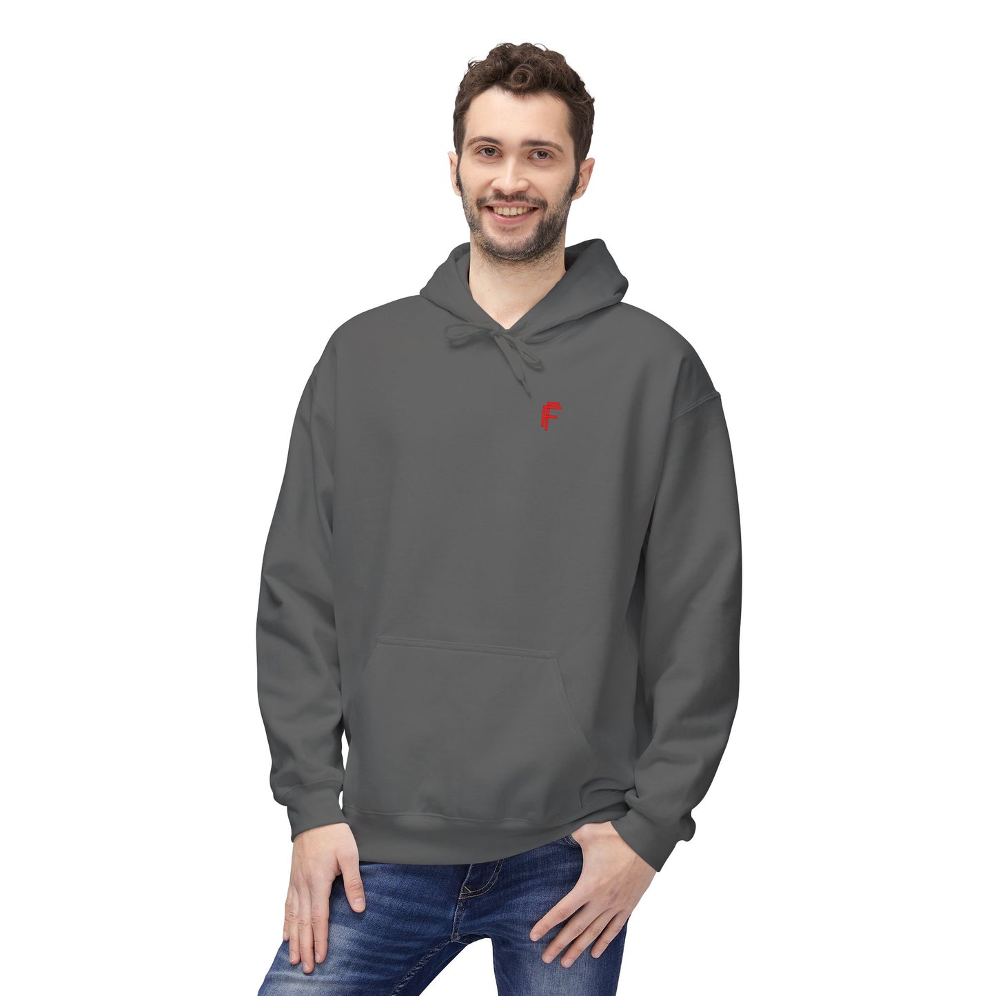 Fitness Frenzy Unisex Midweight Softstyle Hoodie with Red Logo - Trendy 'FRENZY' Design for Comfort and Style. - Fitness Frenzy