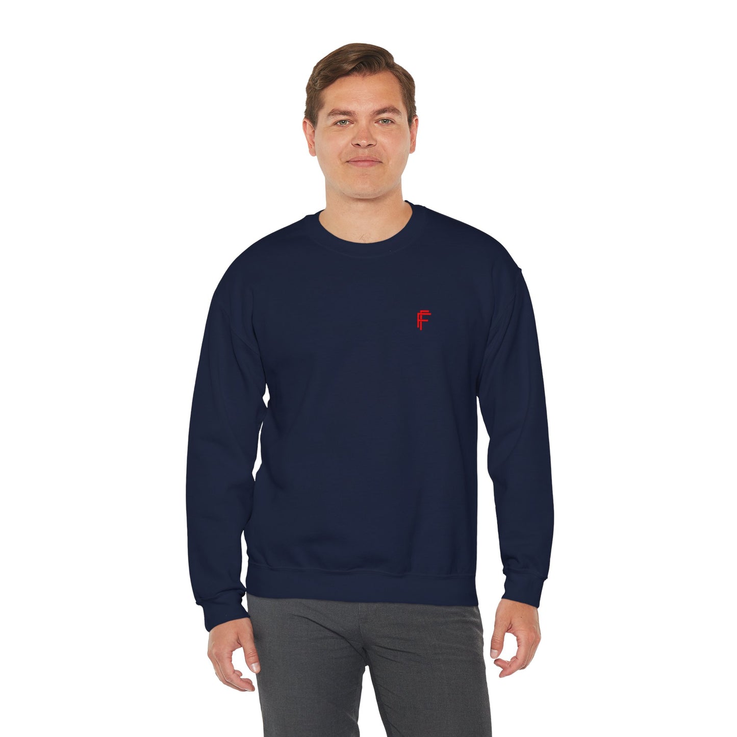 Frenzy - Unisex Heavy Blend™ Crewneck Sweatshirt with Red Logo - Cozy Modern Style. - Fitness Frenzy