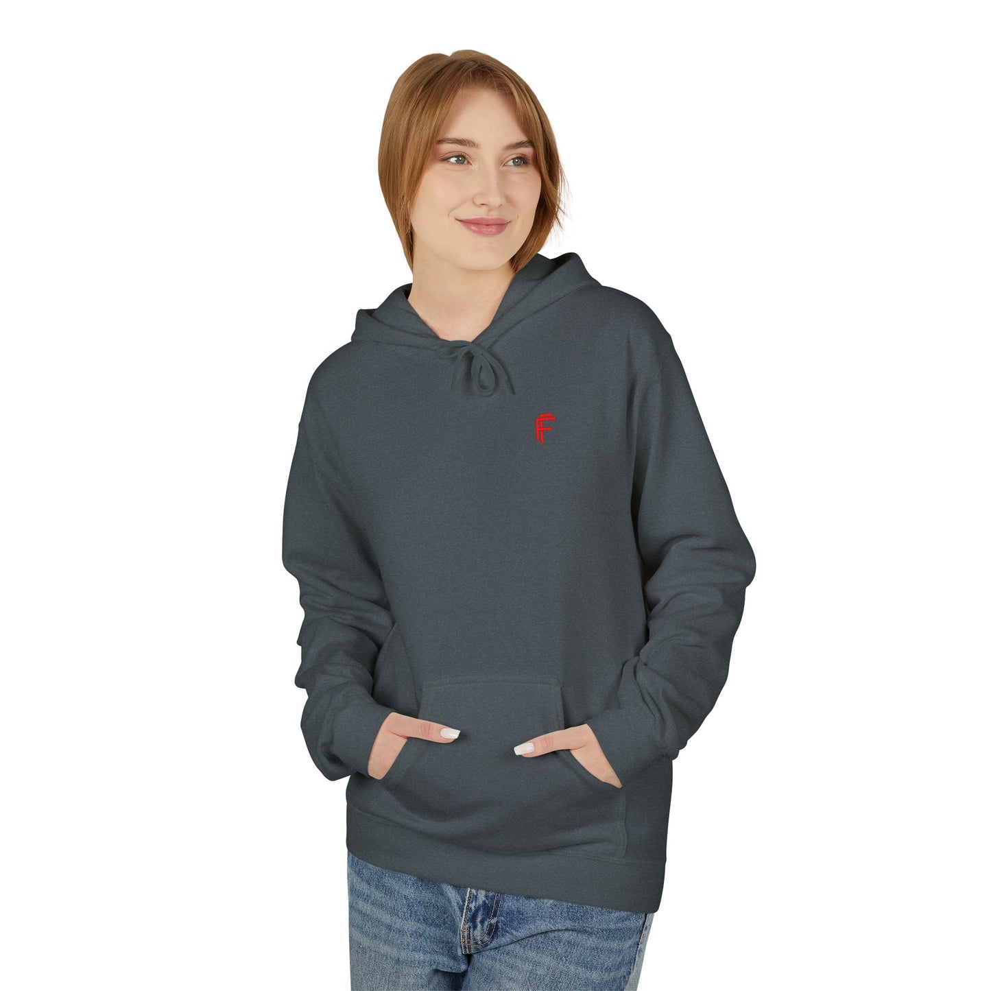 Fitness Frenzy Unisex Midweight Softstyle Hoodie with Red Logo - Trendy 'FRENZY' Design for Comfort and Style. - Fitness Frenzy