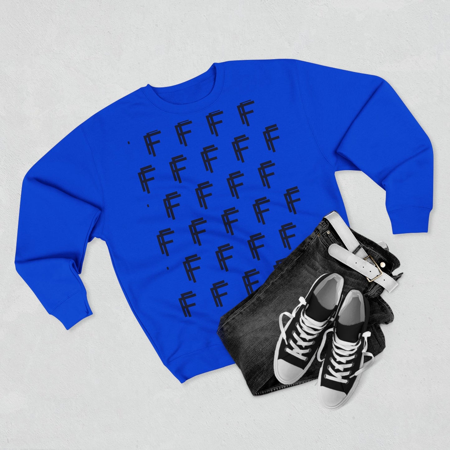 Frenzy Unisex Crew neck Sweatshirt with Black Logo Pattern. - Fitness Frenzy