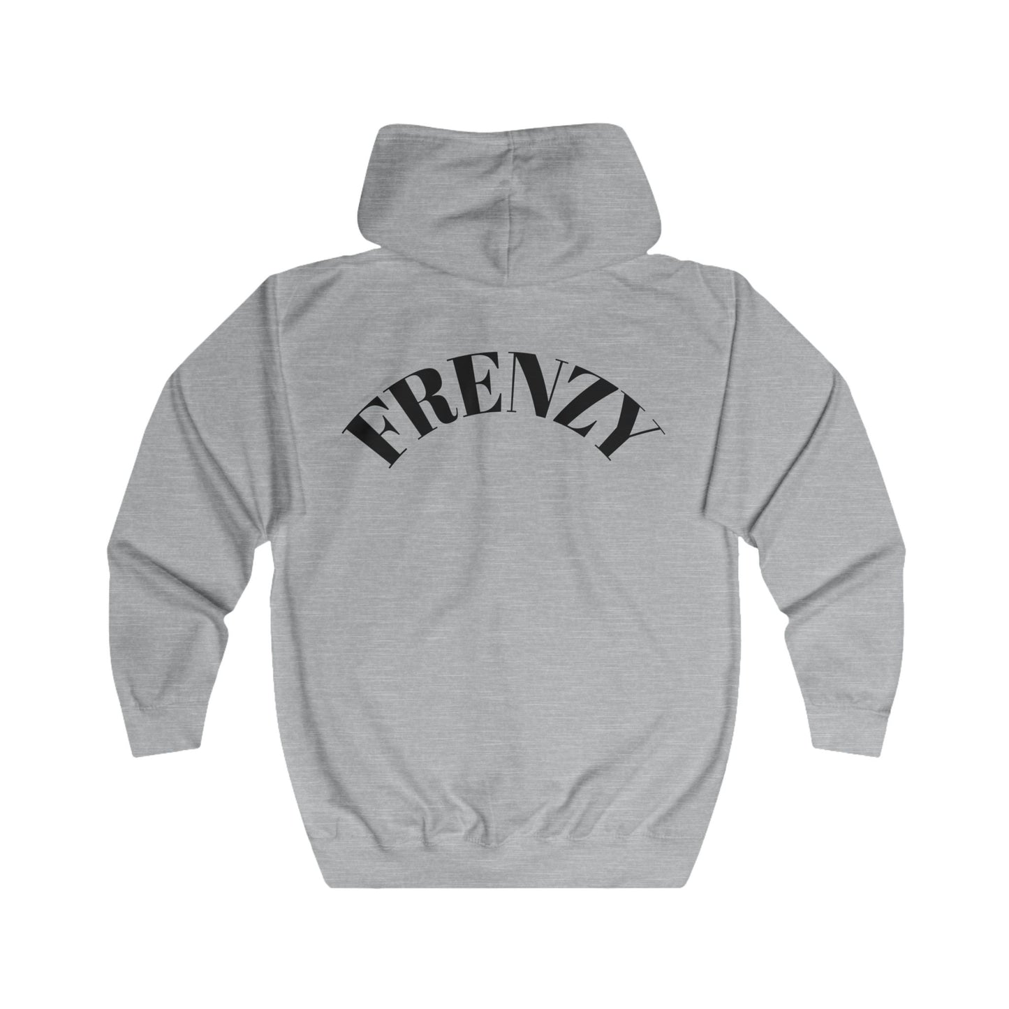 FRENZY Unisex Full Zip Hoodie with Black Logo - Cozy & Stylish Everyday Wear. - Fitness Frenzy
