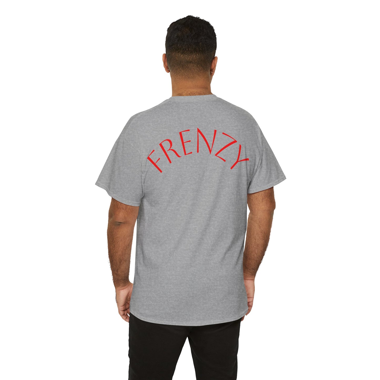 Frenzy Graphic Unisex Heavy Cotton Tee with Bold Red Design. - Fitness Frenzy