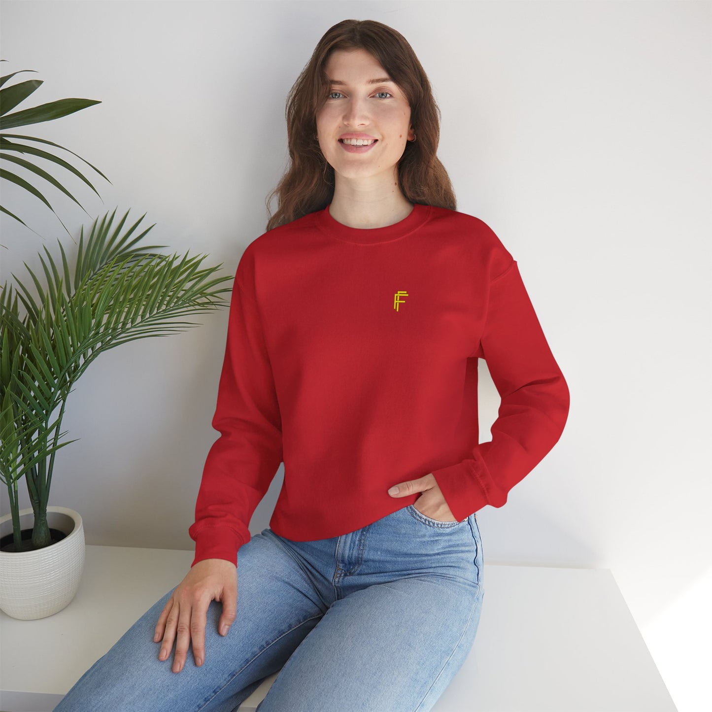 Frenzy - Unisex Crewneck Sweatshirt with Yellow Logo. - Fitness Frenzy