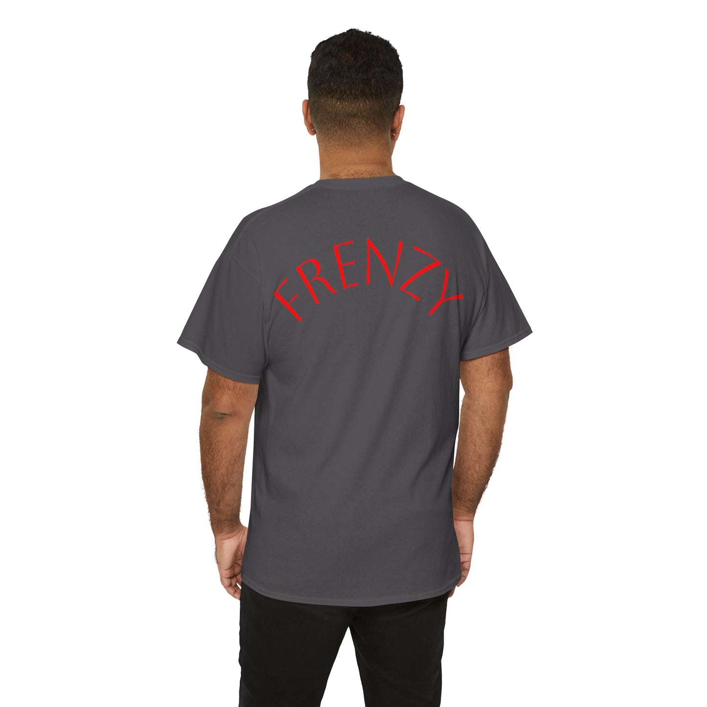 Frenzy Graphic Unisex Heavy Cotton Tee with Bold Red Design. - Fitness Frenzy