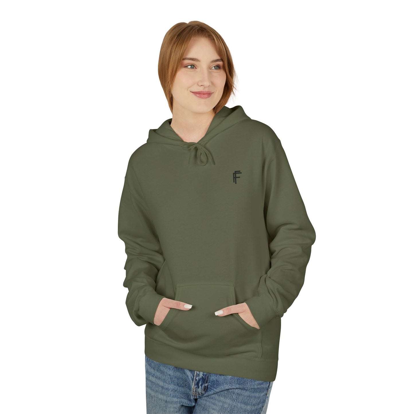 Fitness Frenzy Unisex Fleece Hoodie with Black Logo - Softstyle Comfort for Everyone. - Fitness Frenzy