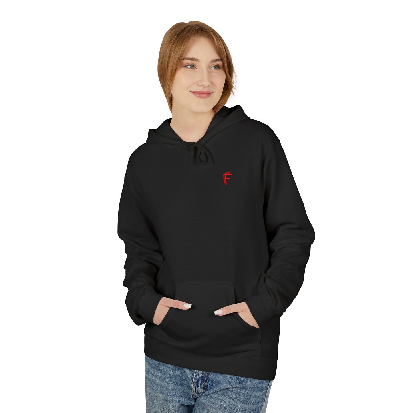 Fitness Frenzy Unisex Midweight Softstyle Hoodie with Red Logo - Trendy 'FRENZY' Design for Comfort and Style. - Fitness Frenzy