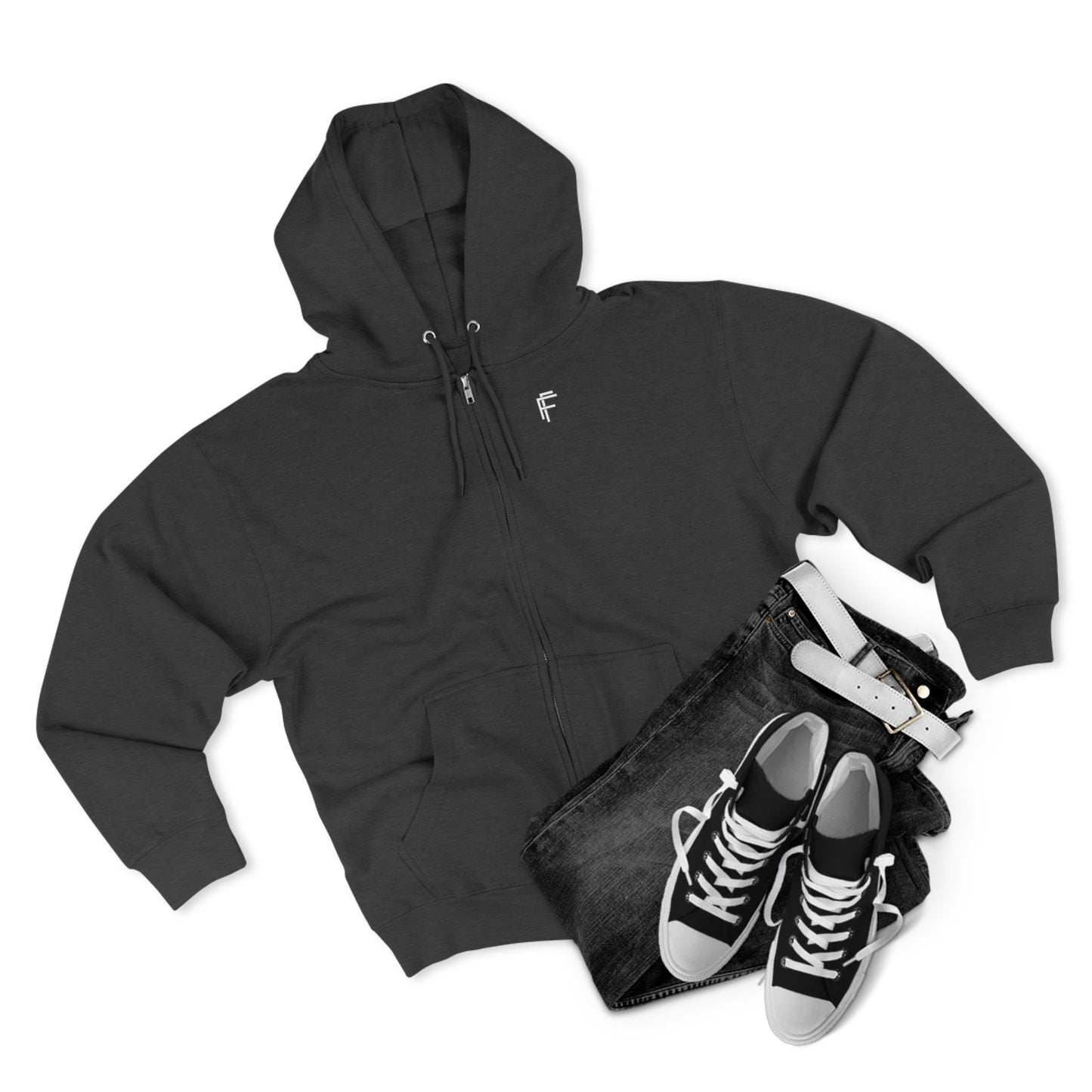 Frenzy - Stylish Unisex Zip Hoodie with White Logo. - Fitness Frenzy
