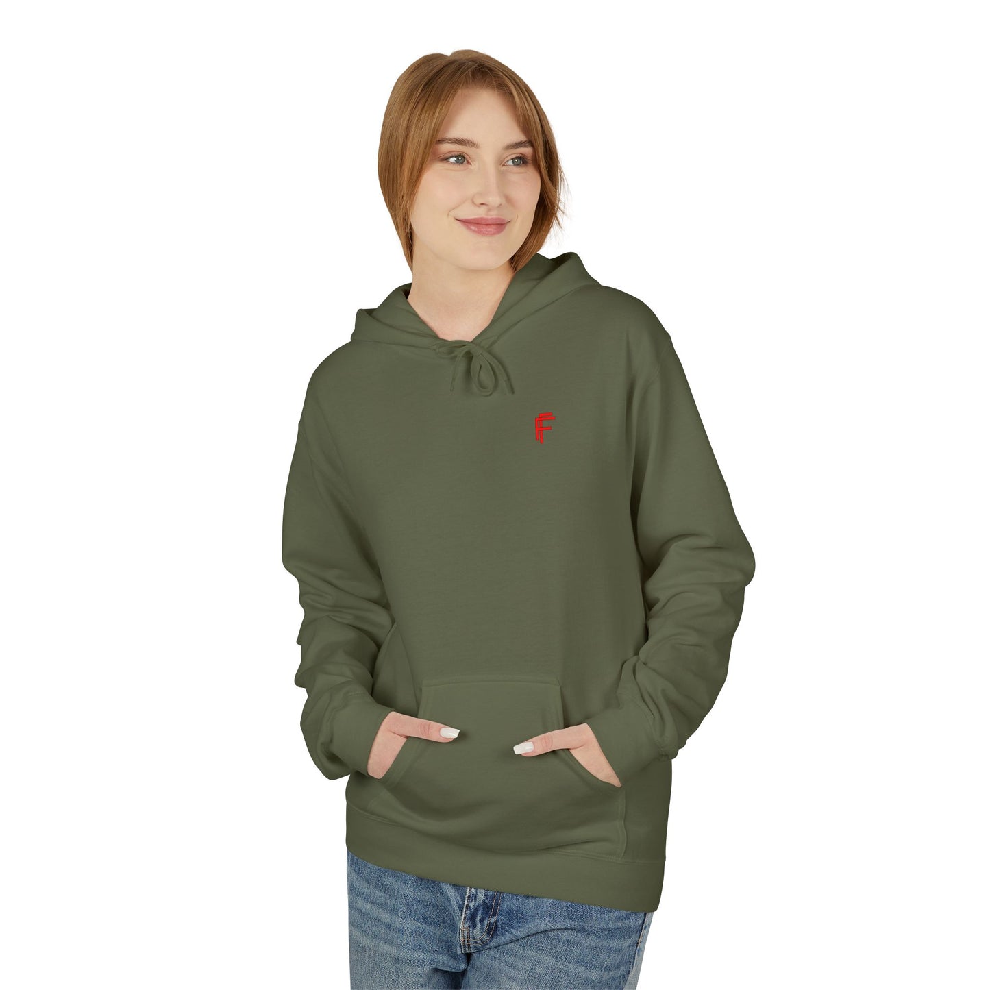 Fitness Frenzy Unisex Midweight Softstyle Hoodie with Red Logo - Trendy 'FRENZY' Design for Comfort and Style. - Fitness Frenzy