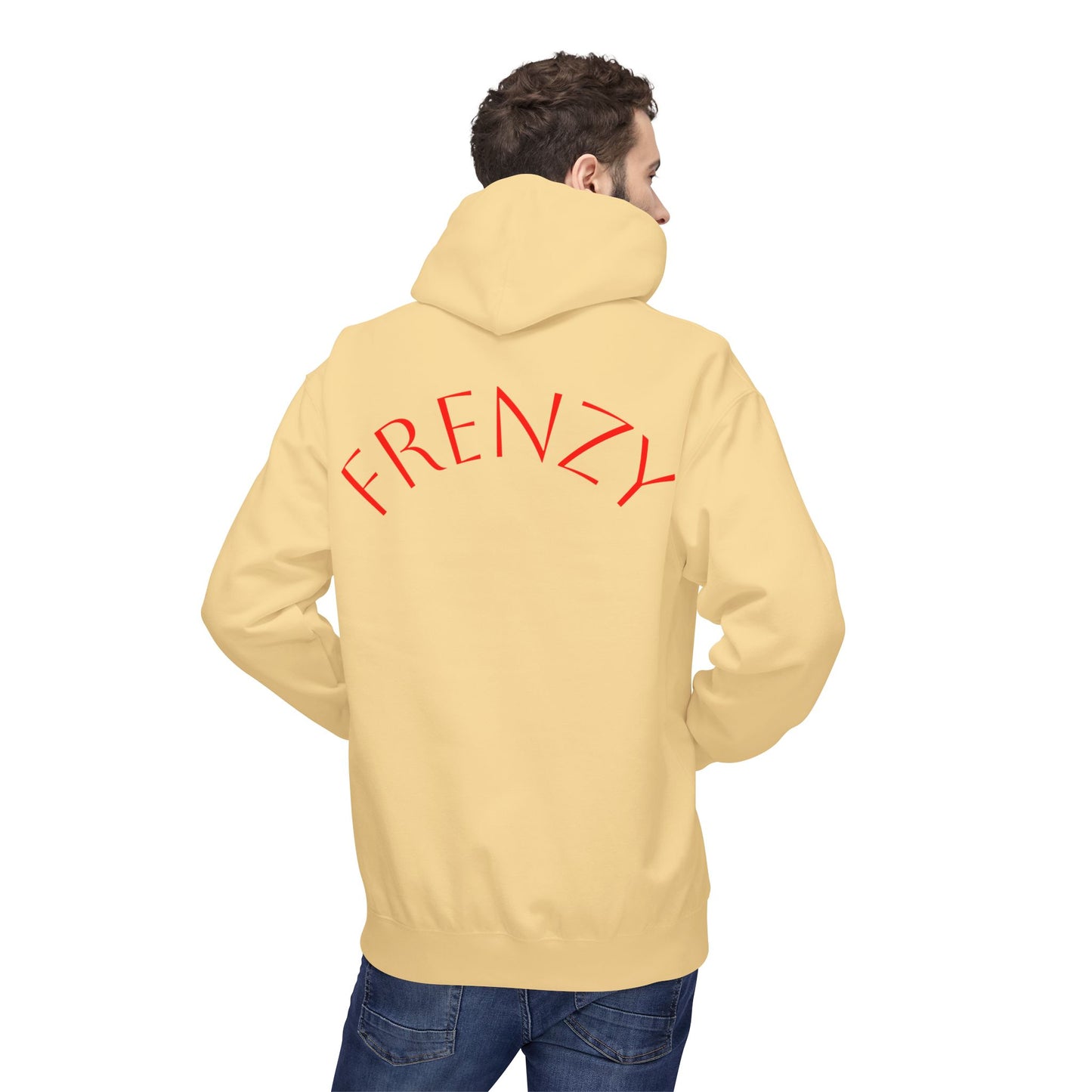 Fitness Frenzy Unisex Midweight Softstyle Hoodie with Red Logo - Trendy 'FRENZY' Design for Comfort and Style. - Fitness Frenzy