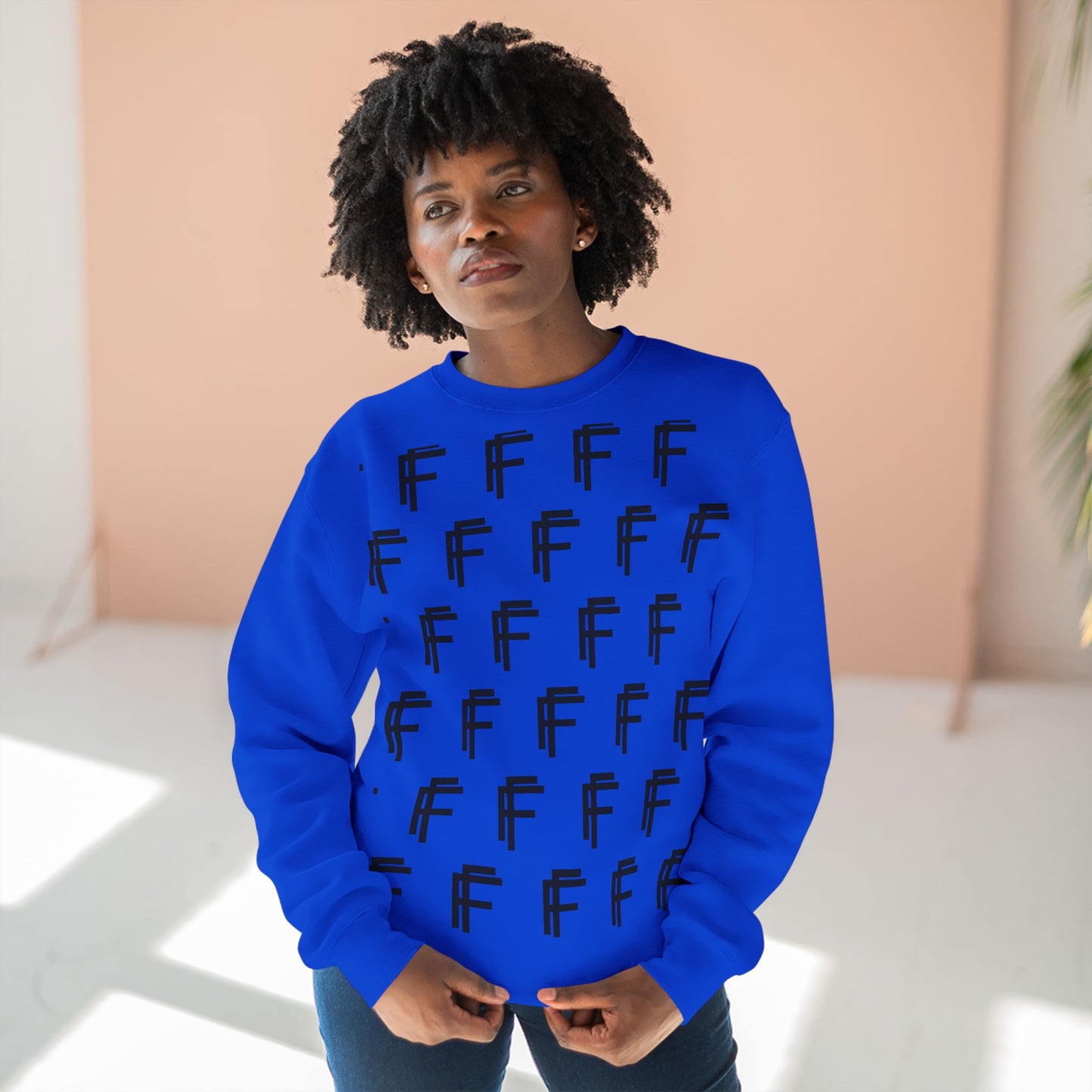 Frenzy Unisex Crew neck Sweatshirt with Black Logo Pattern. - Fitness Frenzy