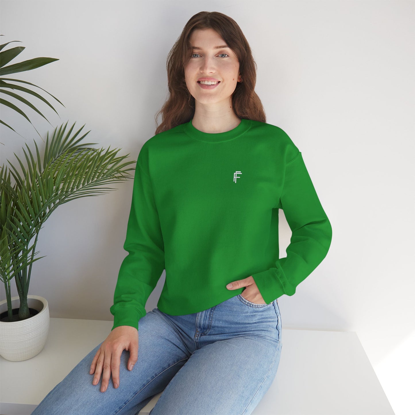 Frenzy Unisex Heavy Blend™ Crewneck Sweatshirt with White Logo. - Fitness Frenzy