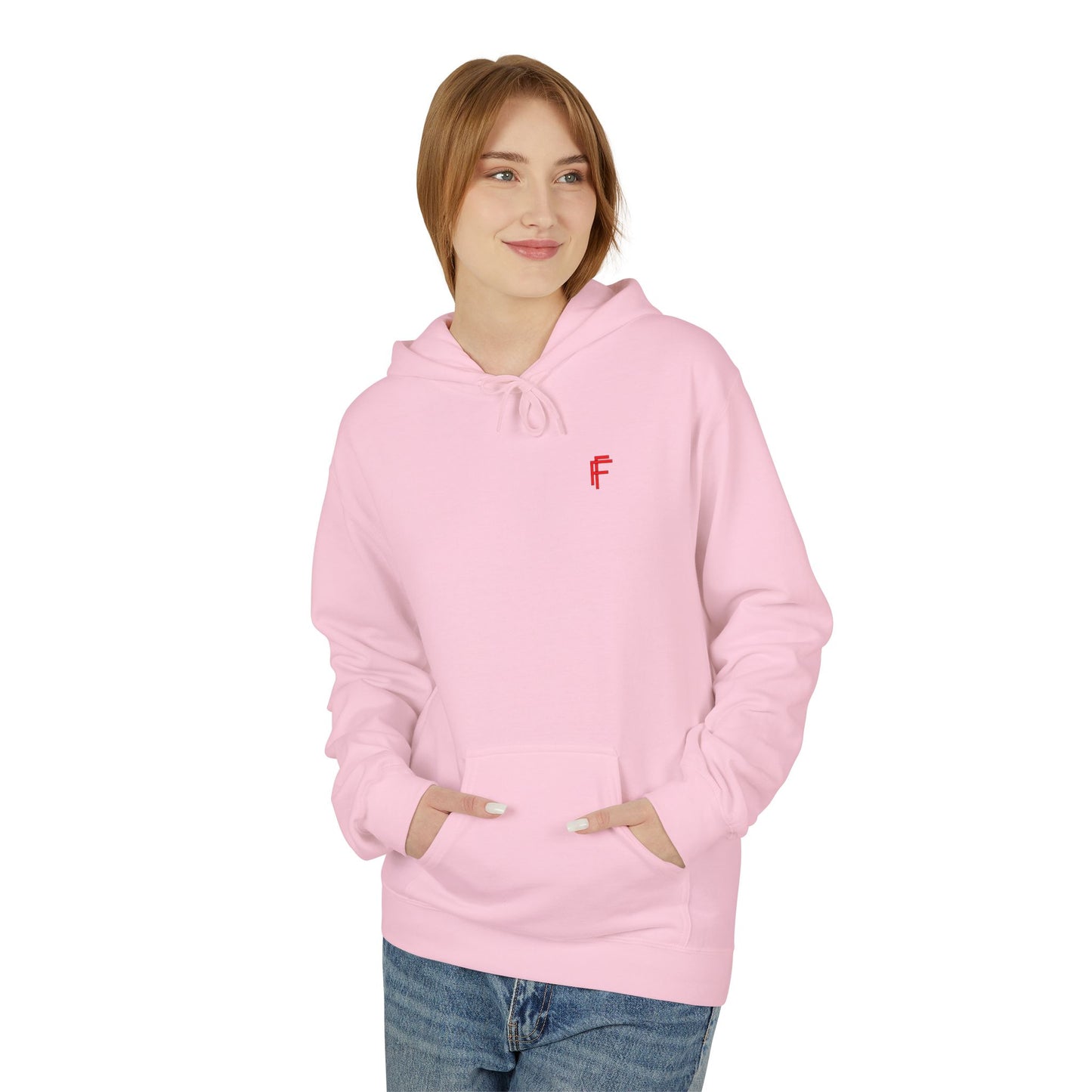 Fitness Frenzy Unisex Midweight Softstyle Hoodie with Red Logo - Trendy 'FRENZY' Design for Comfort and Style. - Fitness Frenzy