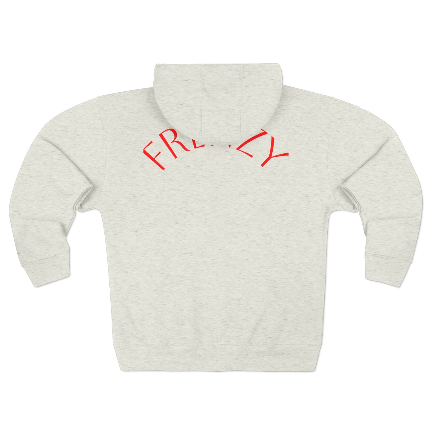 Frenzy - Unisex Zip Hoodie with Red Logo - Fresh Style Grey Zip-Up with Red Graphics. - Fitness Frenzy