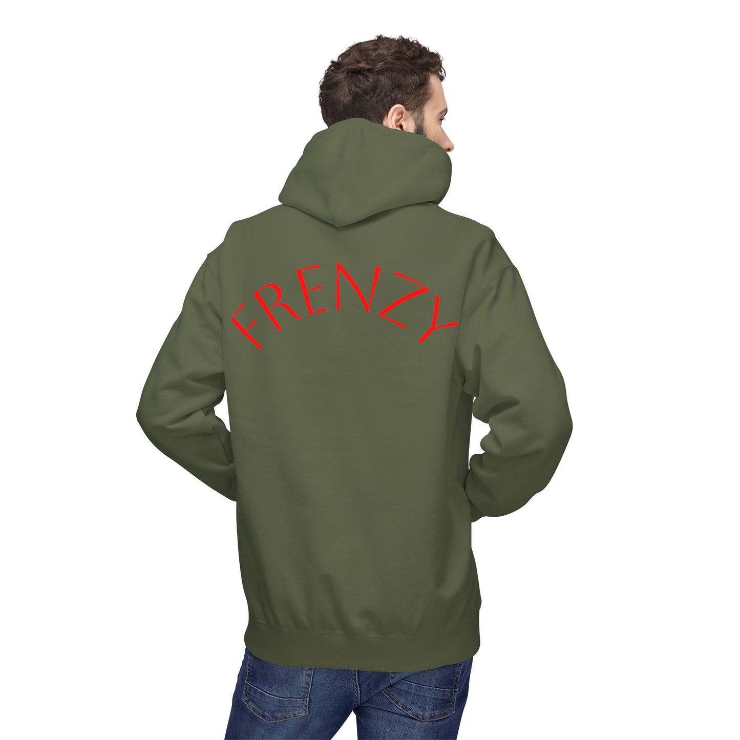 Fitness Frenzy Unisex Midweight Softstyle Hoodie with Red Logo - Trendy 'FRENZY' Design for Comfort and Style. - Fitness Frenzy