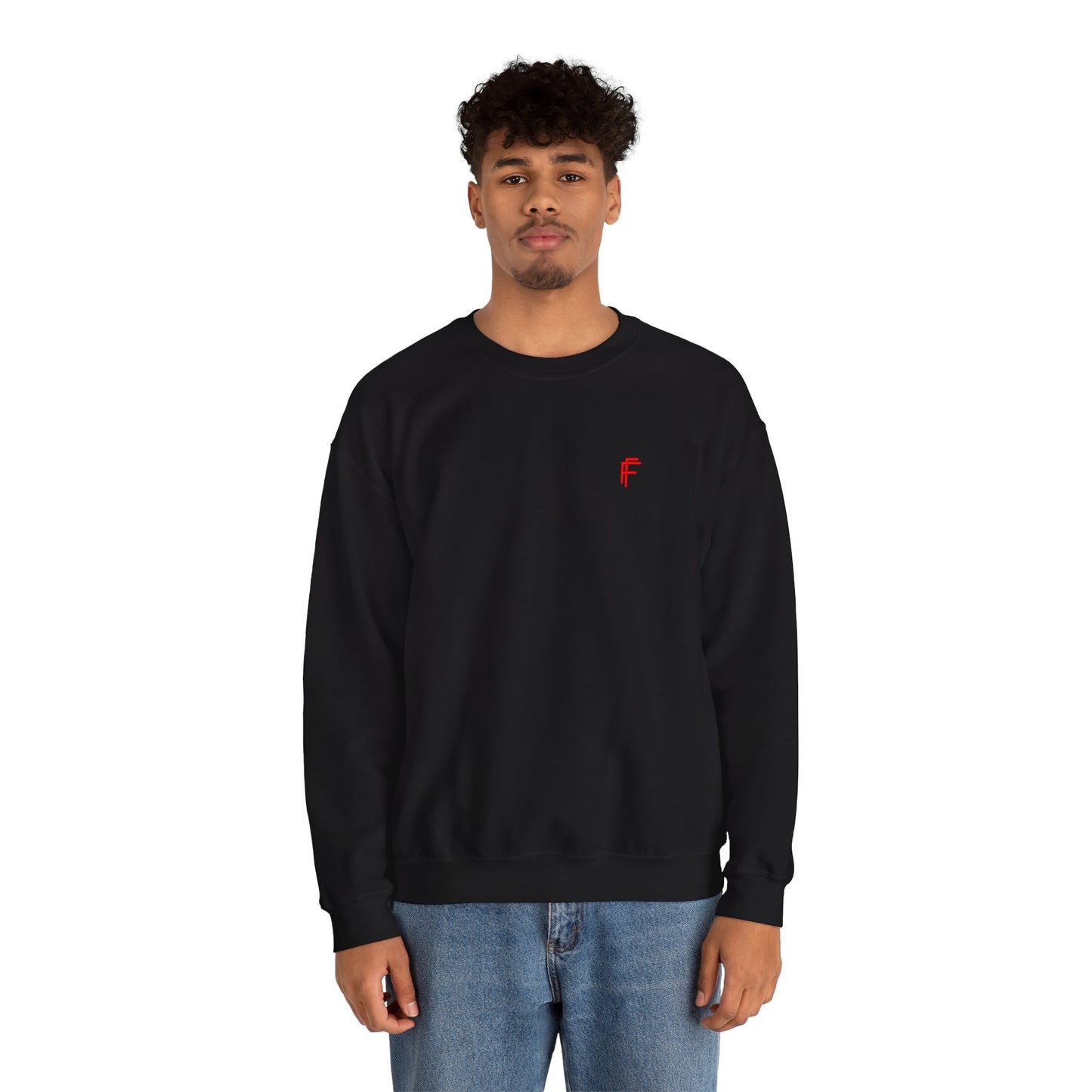 Frenzy - Unisex Heavy Blend™ Crewneck Sweatshirt with Red Logo - Cozy Modern Style. - Fitness Frenzy