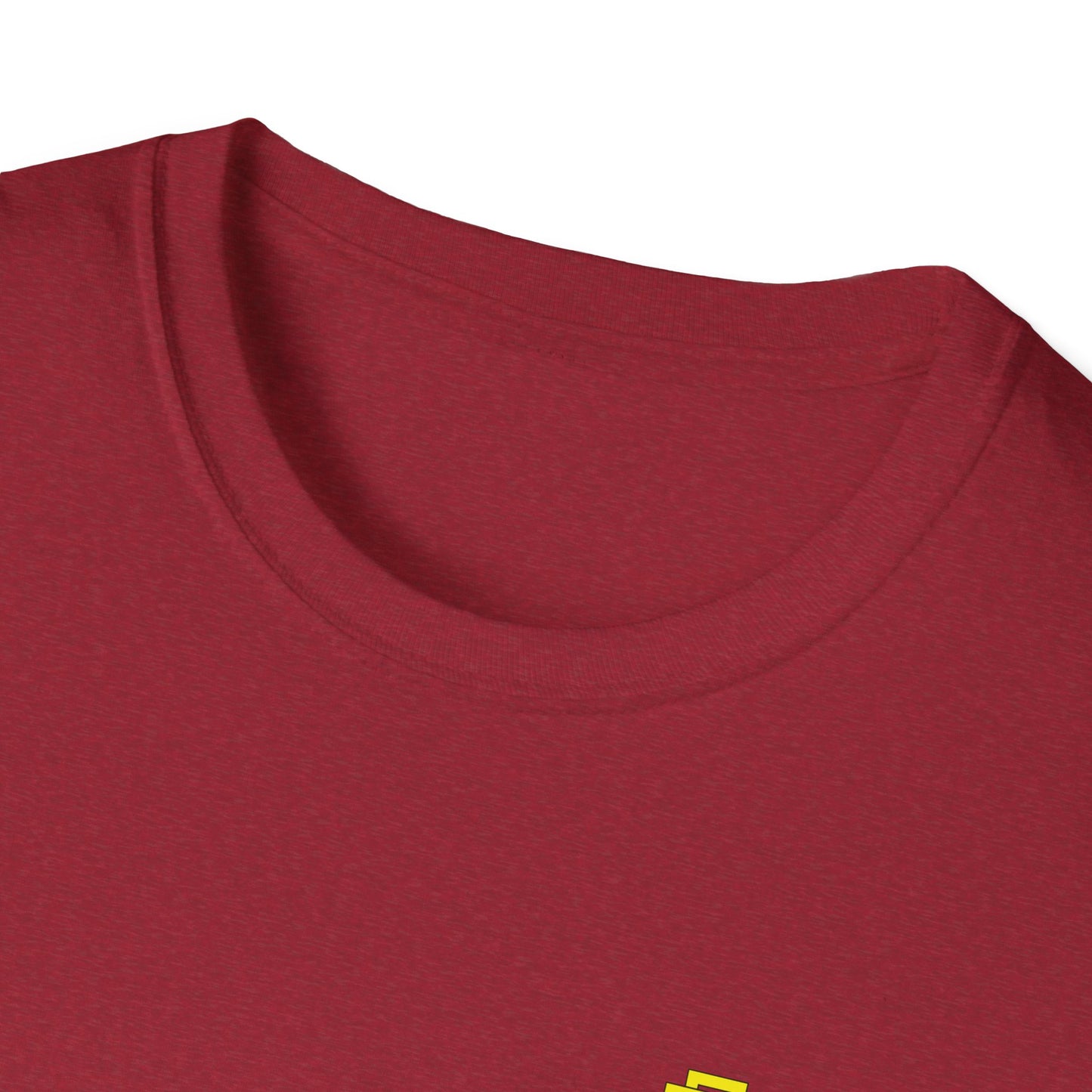 Minimalist Unisex Softstyle T-Shirt - Yellow Logo. - Fitness Frenzy