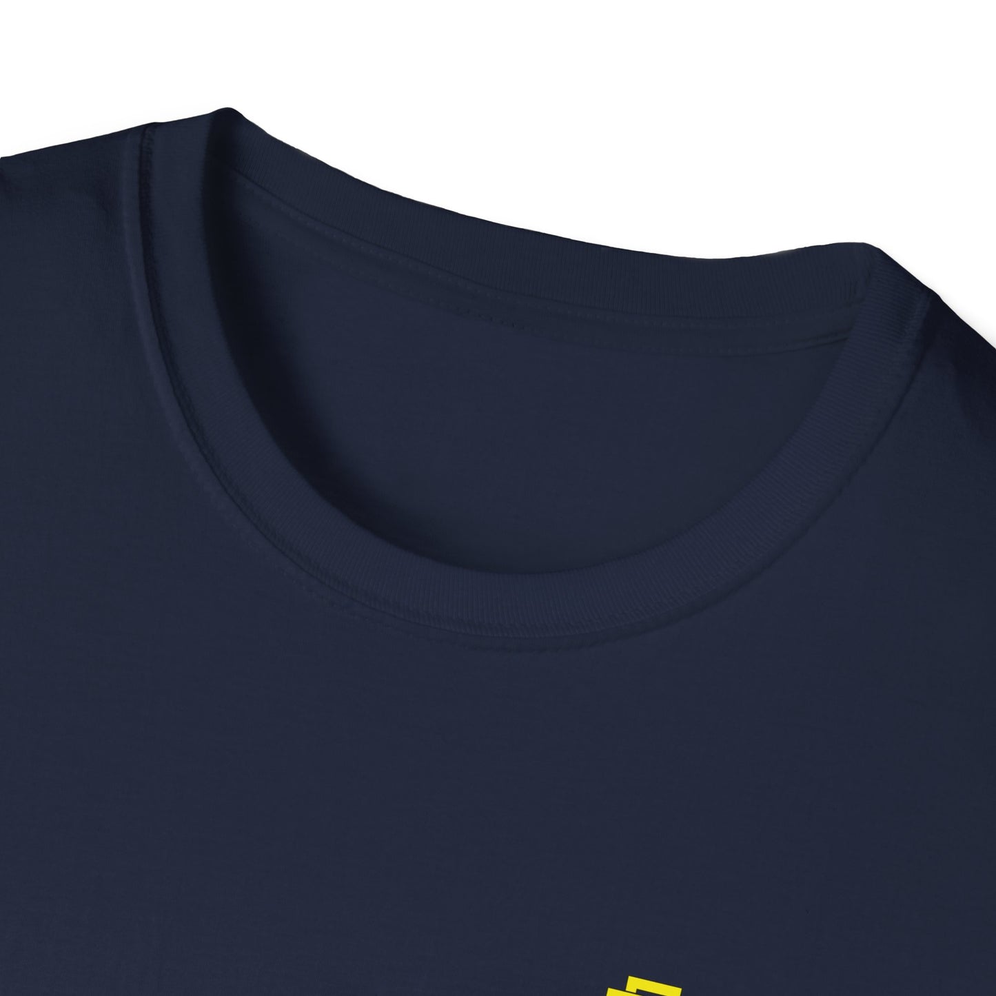 Minimalist Unisex Softstyle T-Shirt - Yellow Logo. - Fitness Frenzy