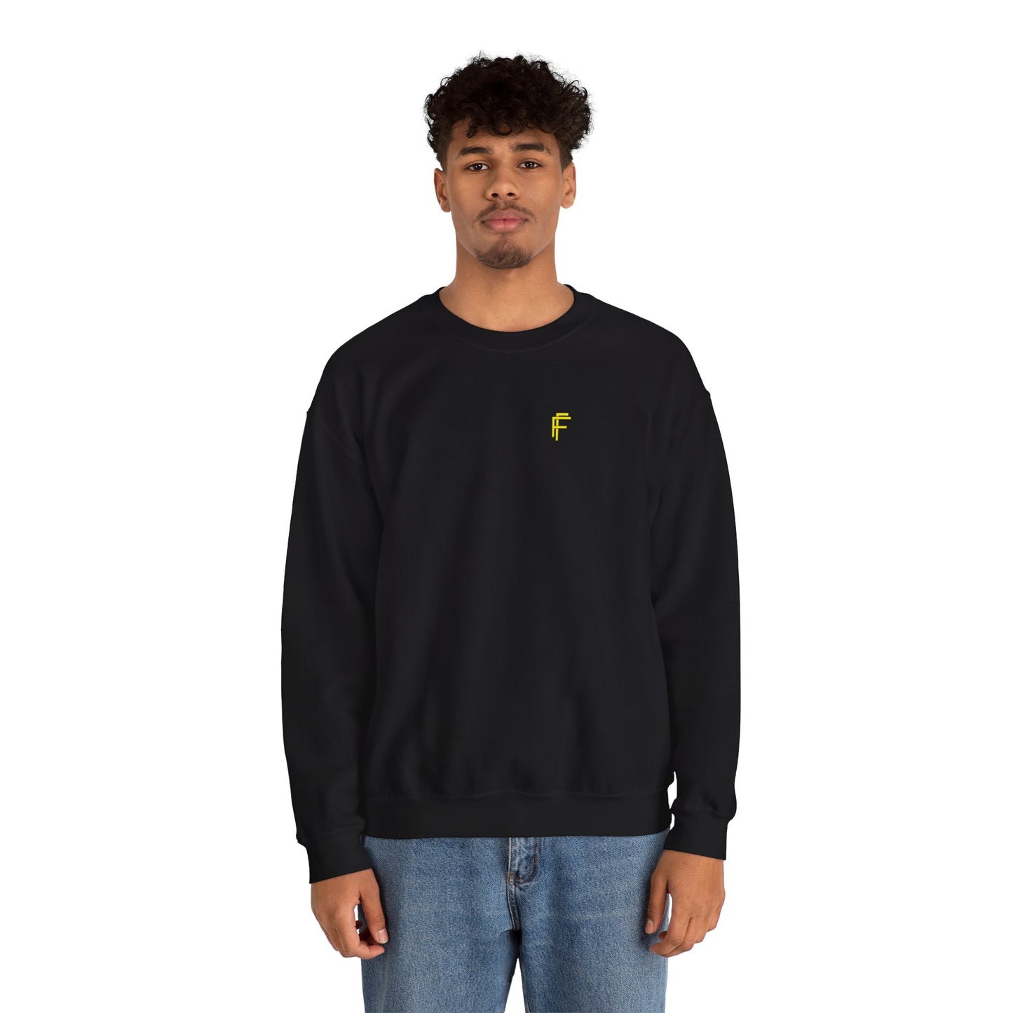 Frenzy - Unisex Crewneck Sweatshirt with Yellow Logo. - Fitness Frenzy