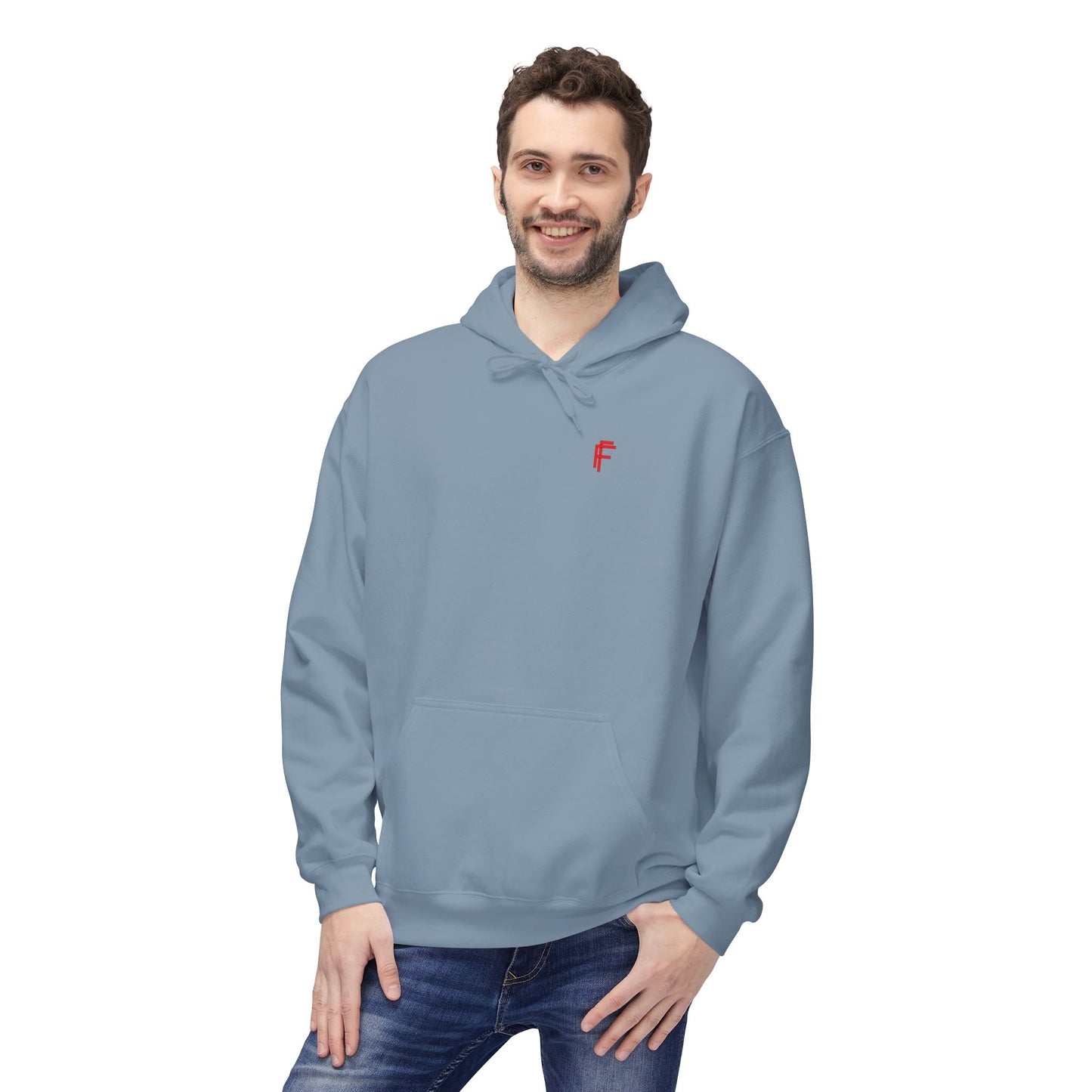 Fitness Frenzy Unisex Midweight Softstyle Hoodie with Red Logo - Trendy 'FRENZY' Design for Comfort and Style. - Fitness Frenzy