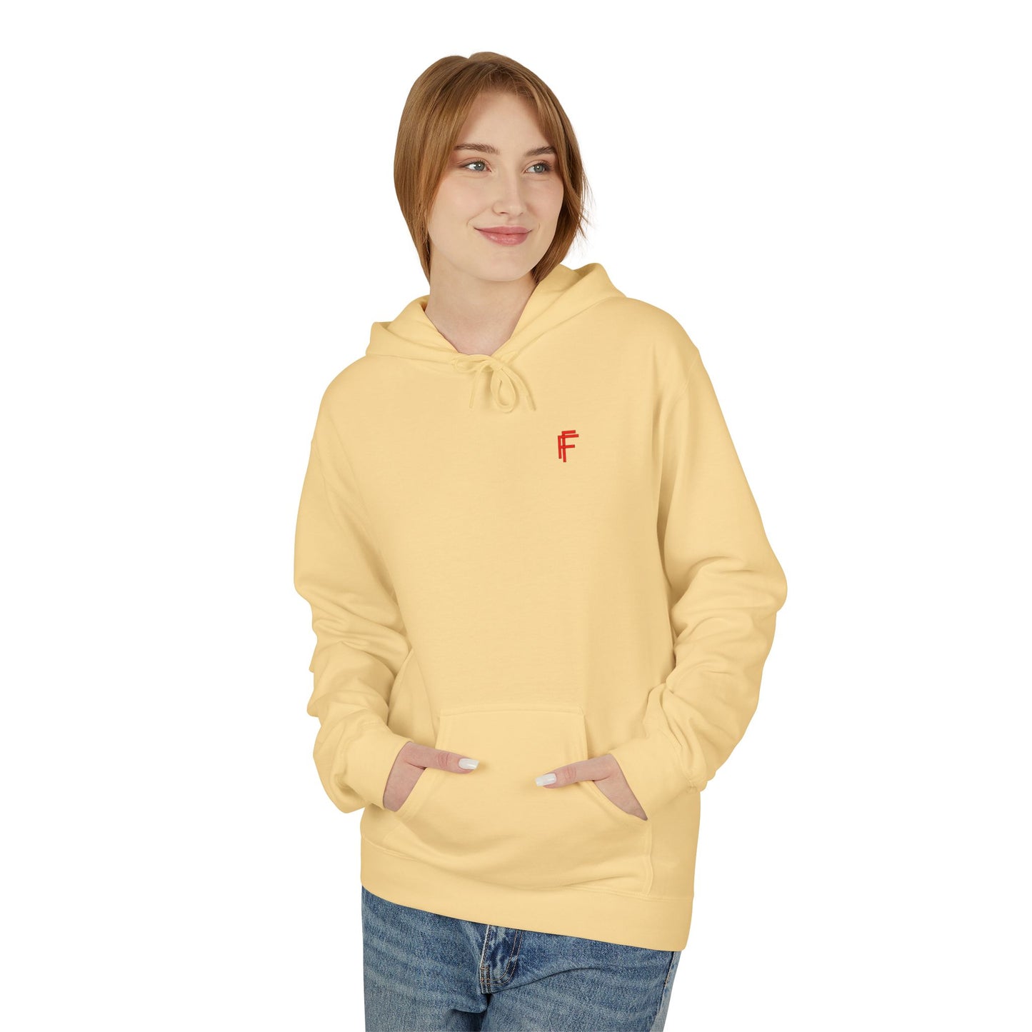 Fitness Frenzy Unisex Midweight Softstyle Hoodie with Red Logo - Trendy 'FRENZY' Design for Comfort and Style. - Fitness Frenzy